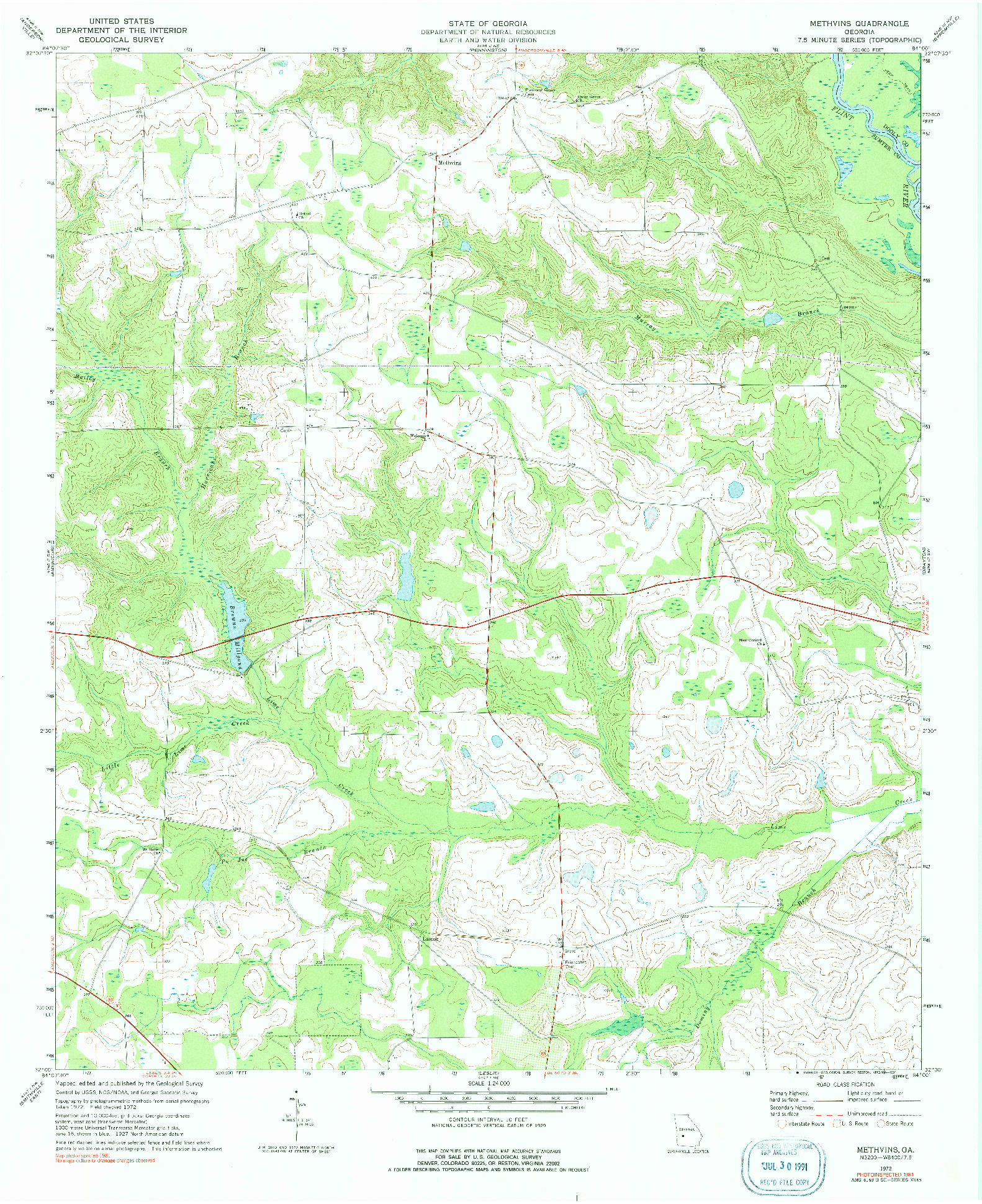 USGS 1:24000-SCALE QUADRANGLE FOR METHVINS, GA 1972