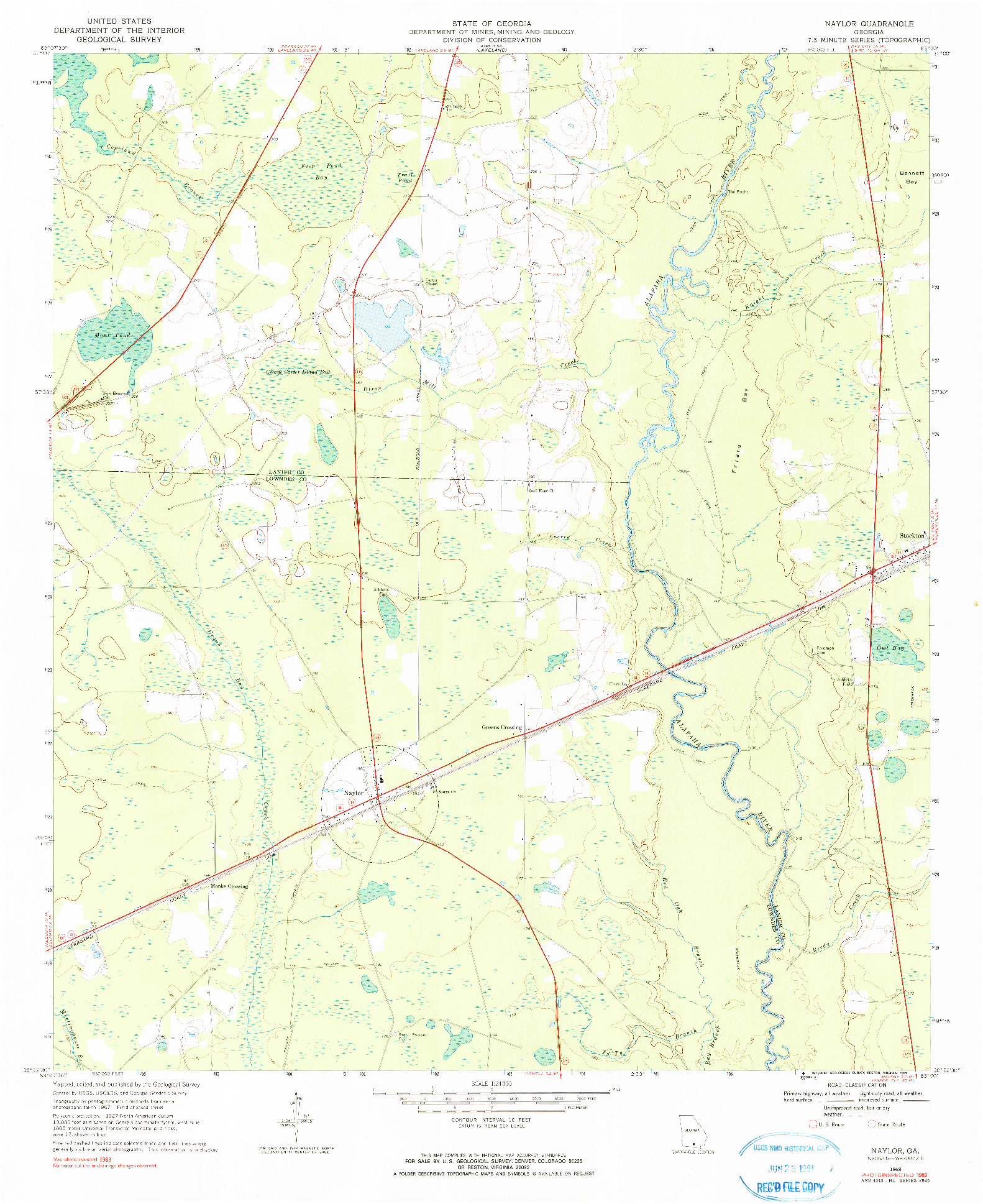 USGS 1:24000-SCALE QUADRANGLE FOR NAYLOR, GA 1968