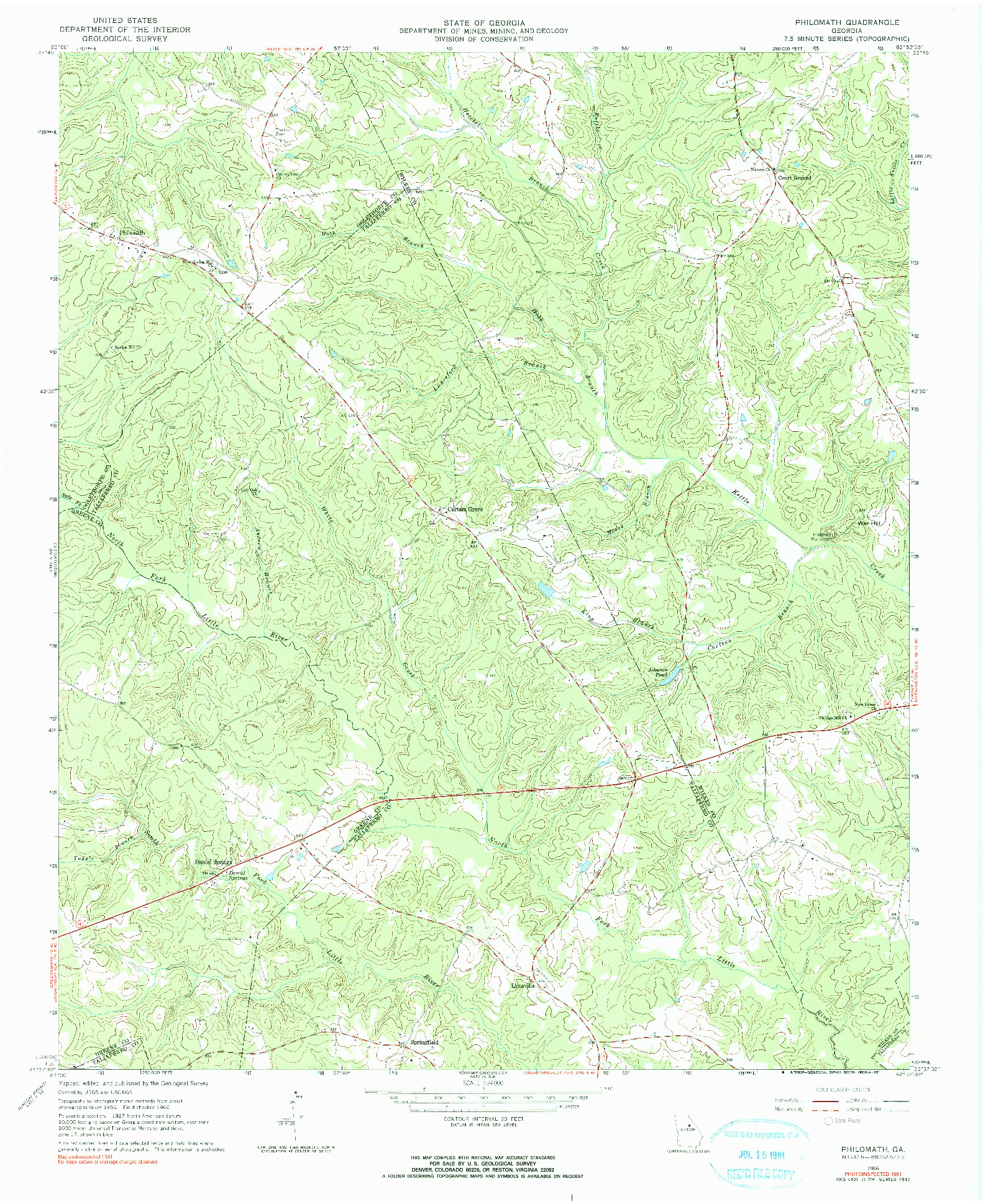 USGS 1:24000-SCALE QUADRANGLE FOR PHILOMATH, GA 1966