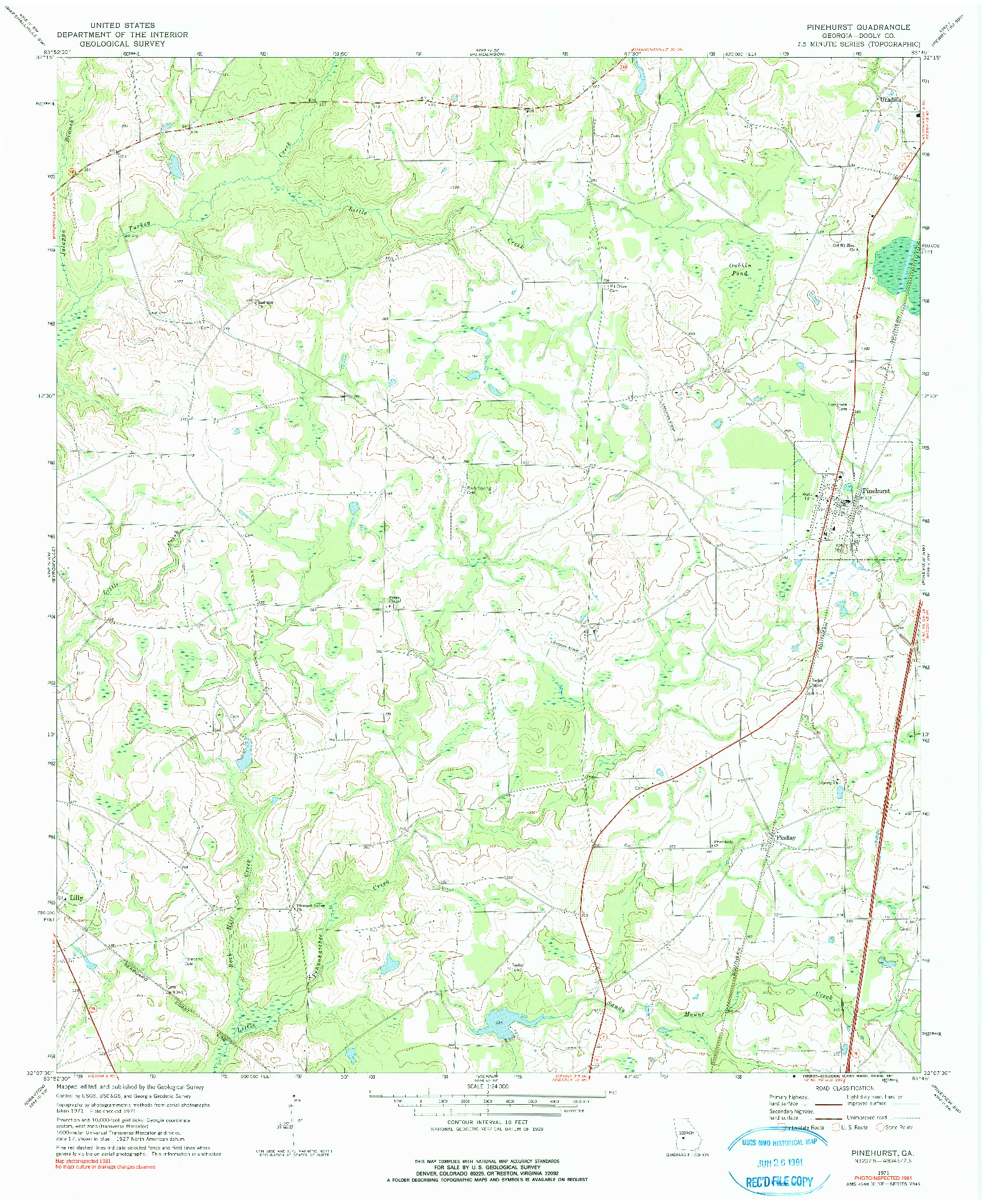 USGS 1:24000-SCALE QUADRANGLE FOR PINEHURST, GA 1971