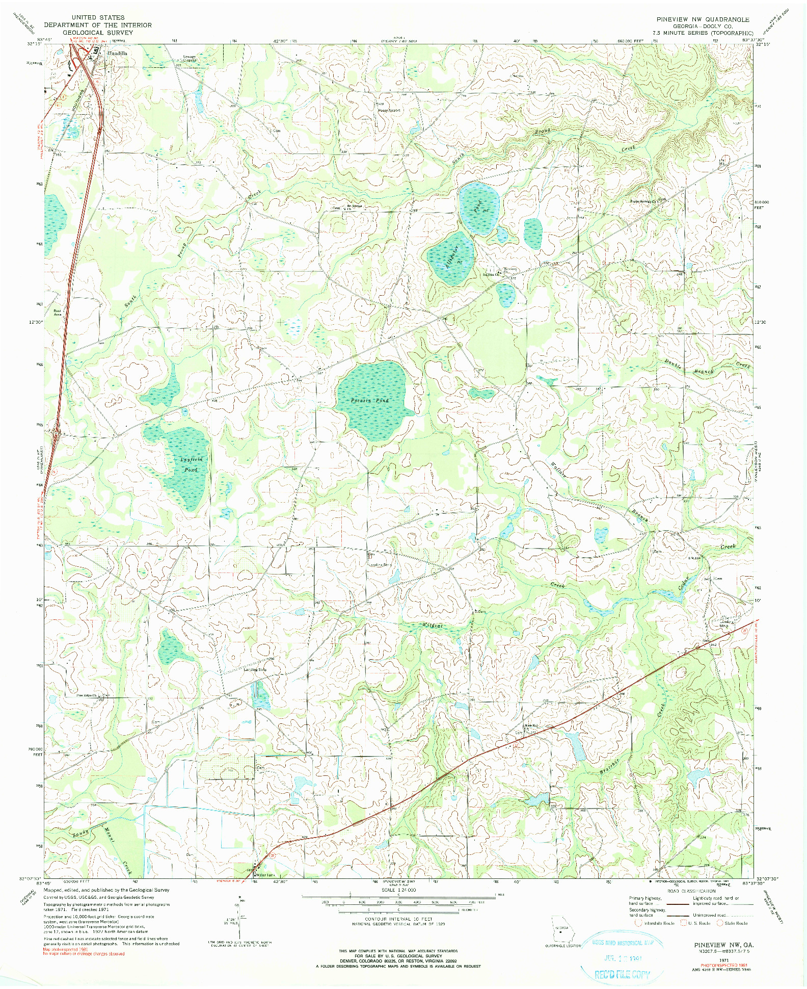 USGS 1:24000-SCALE QUADRANGLE FOR PINEVIEW NW, GA 1971