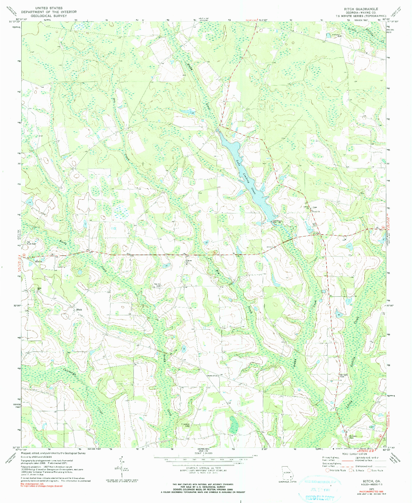 USGS 1:24000-SCALE QUADRANGLE FOR RITCH, GA 1971