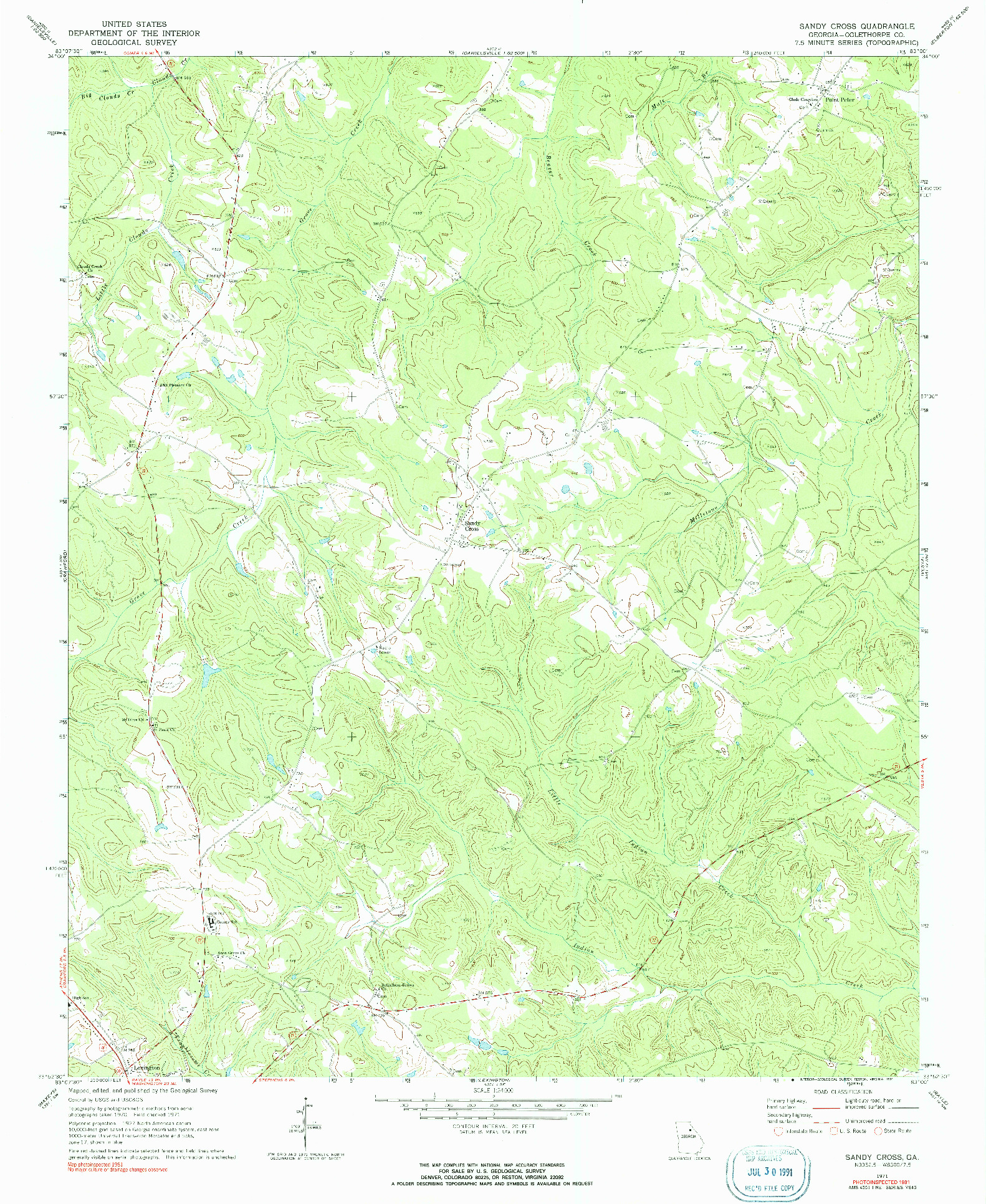 USGS 1:24000-SCALE QUADRANGLE FOR SANDY CROSS, GA 1971