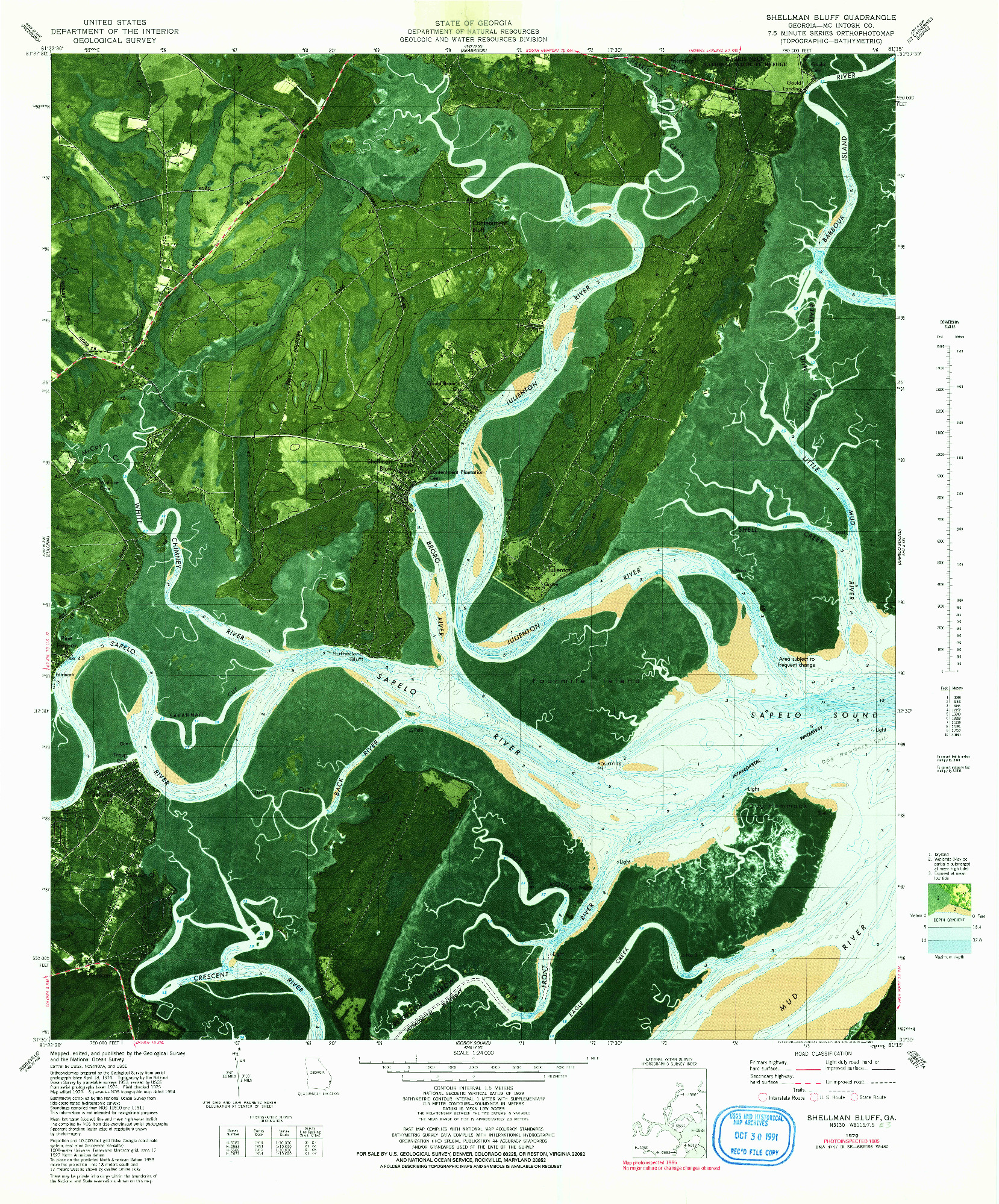 USGS 1:24000-SCALE QUADRANGLE FOR SHELLMAN BLUFF, GA 1979