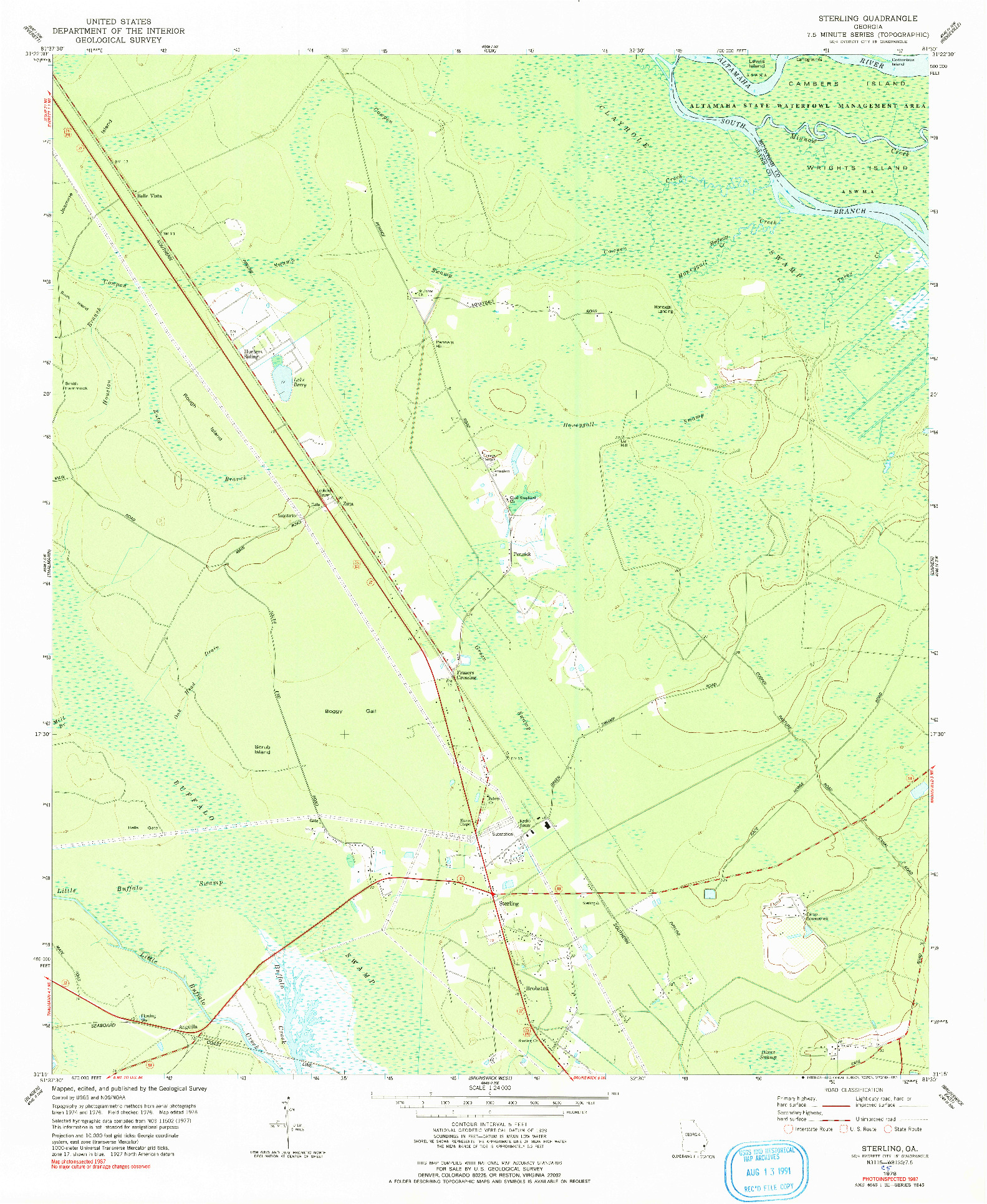 USGS 1:24000-SCALE QUADRANGLE FOR STERLING, GA 1978