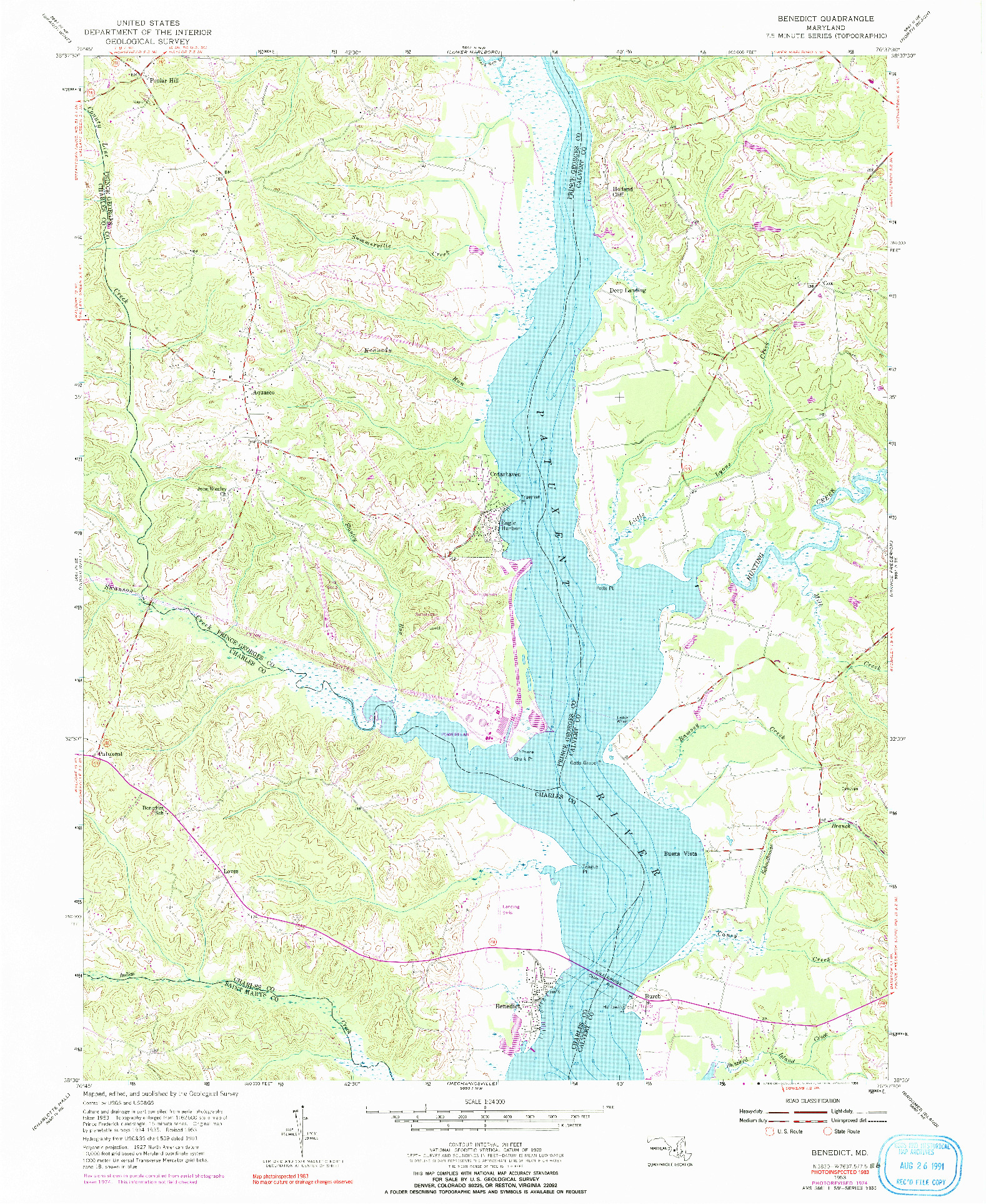 USGS 1:24000-SCALE QUADRANGLE FOR BENEDICT, MD 1953