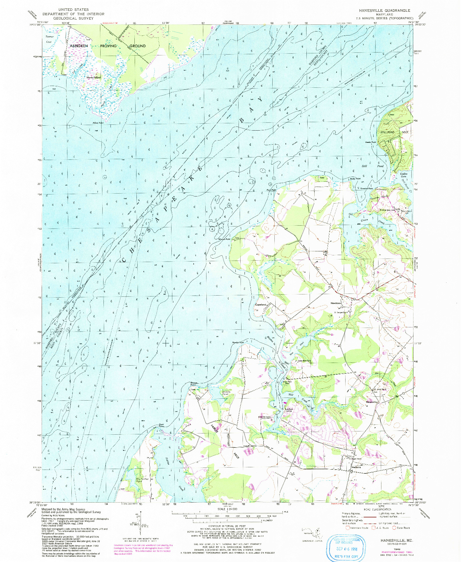 USGS 1:24000-SCALE QUADRANGLE FOR HANESVILLE, MD 1948