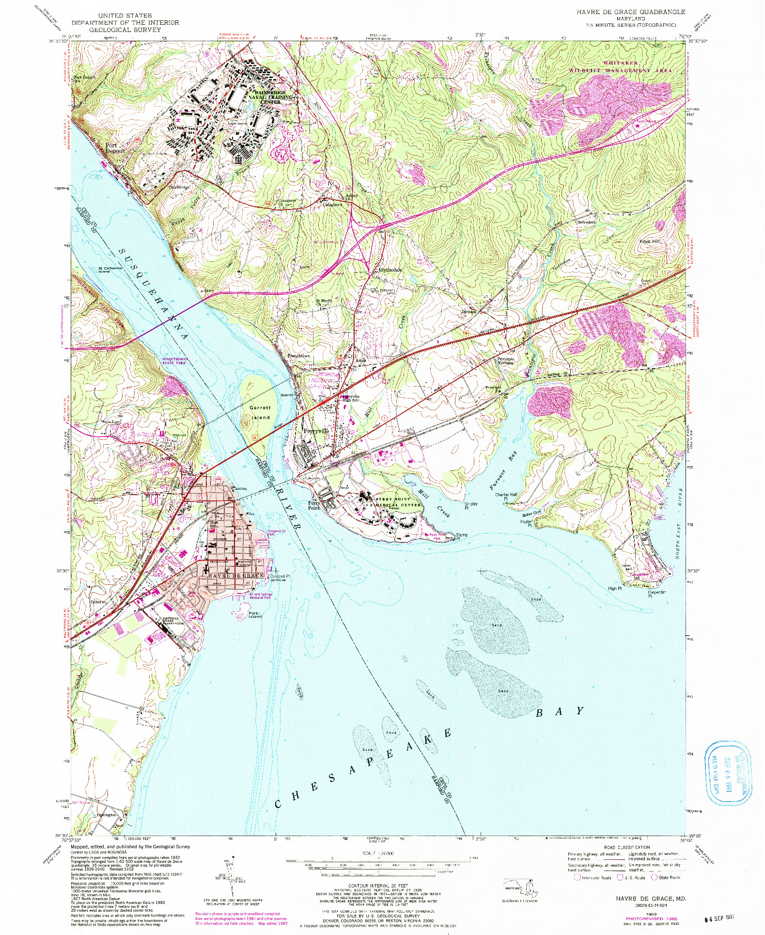 USGS 1:24000-SCALE QUADRANGLE FOR HAVRE DE GRACE, MD 1953