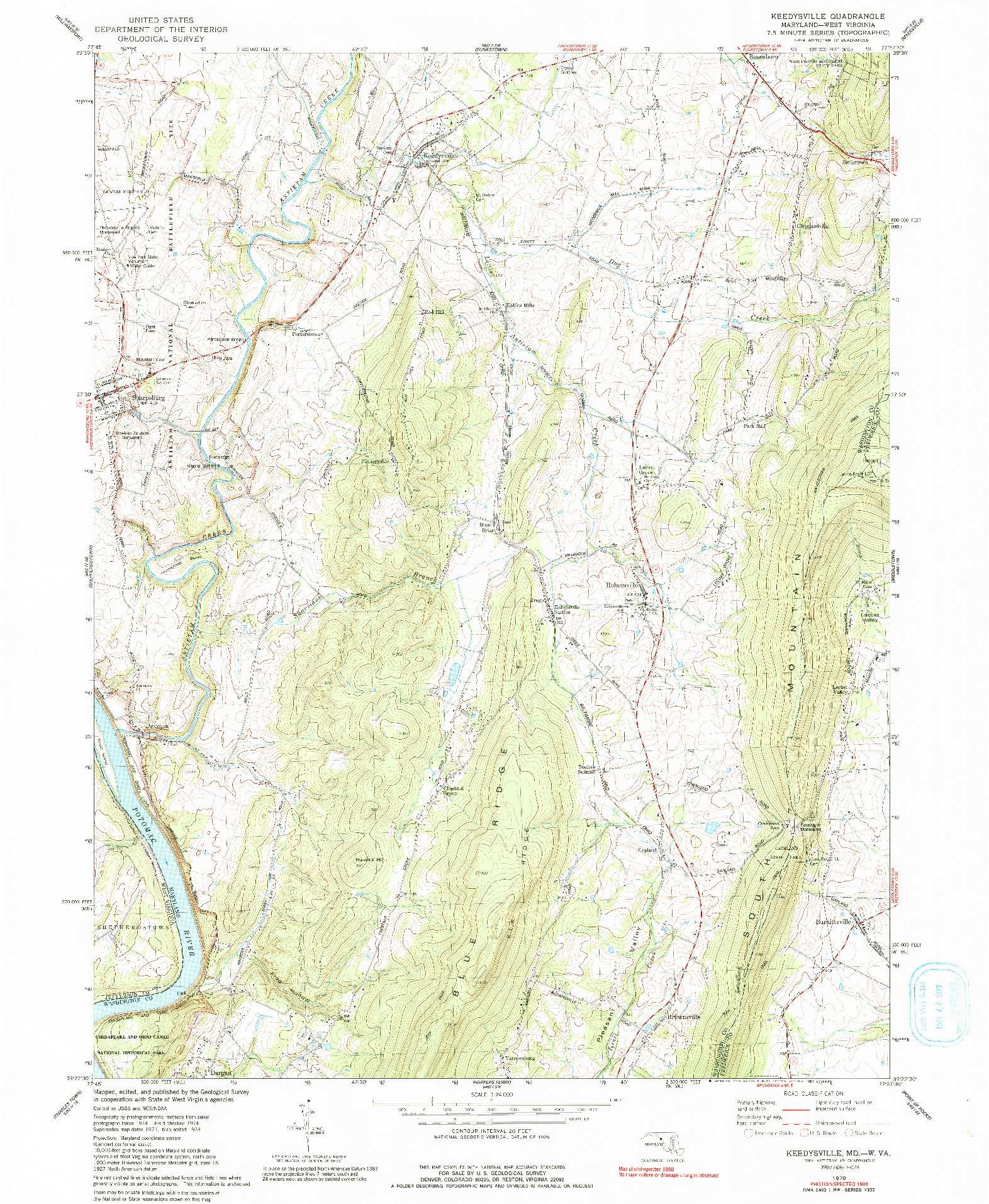 USGS 1:24000-SCALE QUADRANGLE FOR KEEDYSVILLE, MD 1978