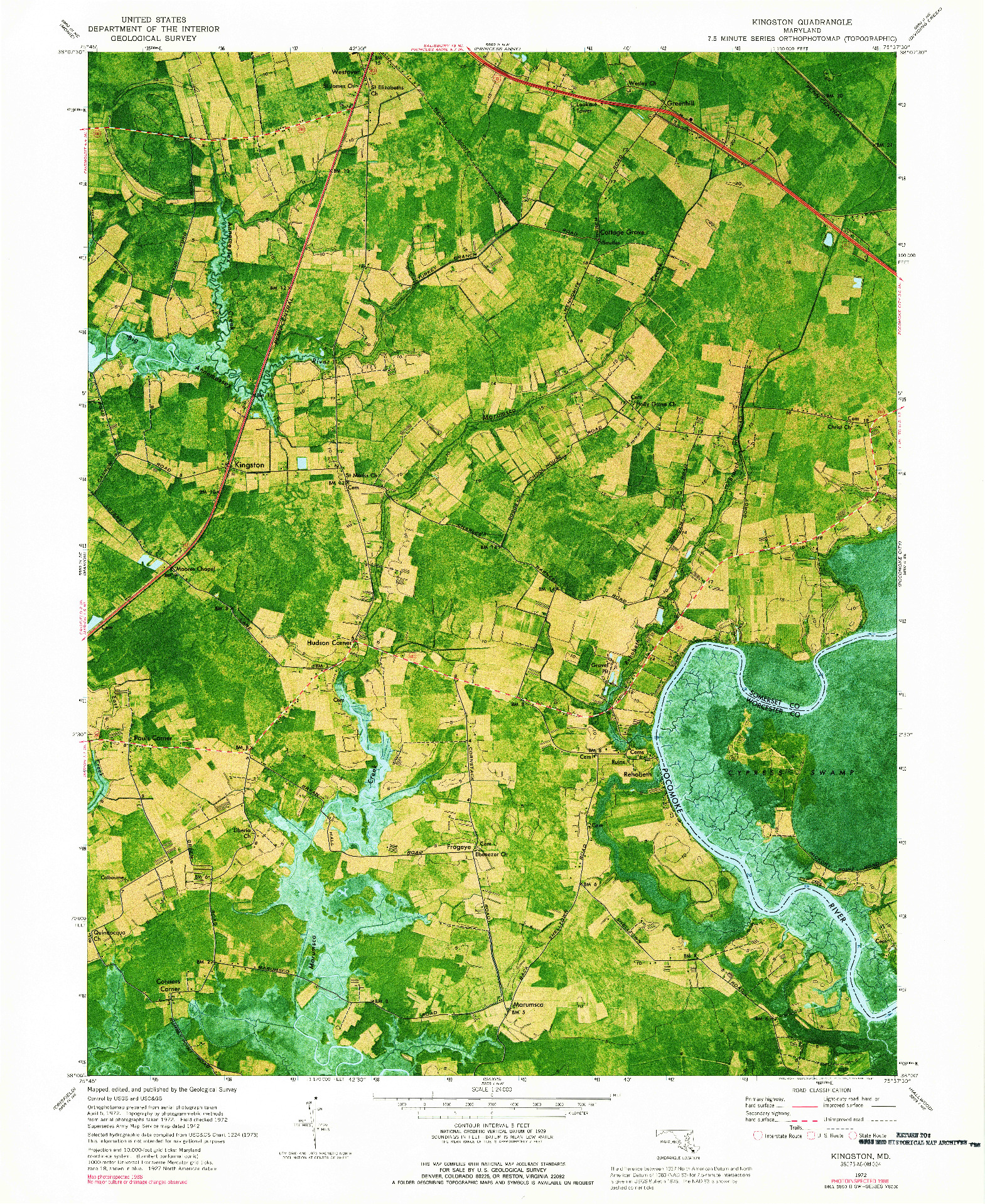 USGS 1:24000-SCALE QUADRANGLE FOR KINGSTON, MD 1972