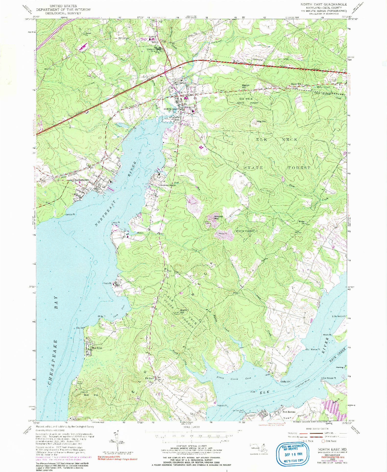 USGS 1:24000-SCALE QUADRANGLE FOR NORTH EAST, MD 1953