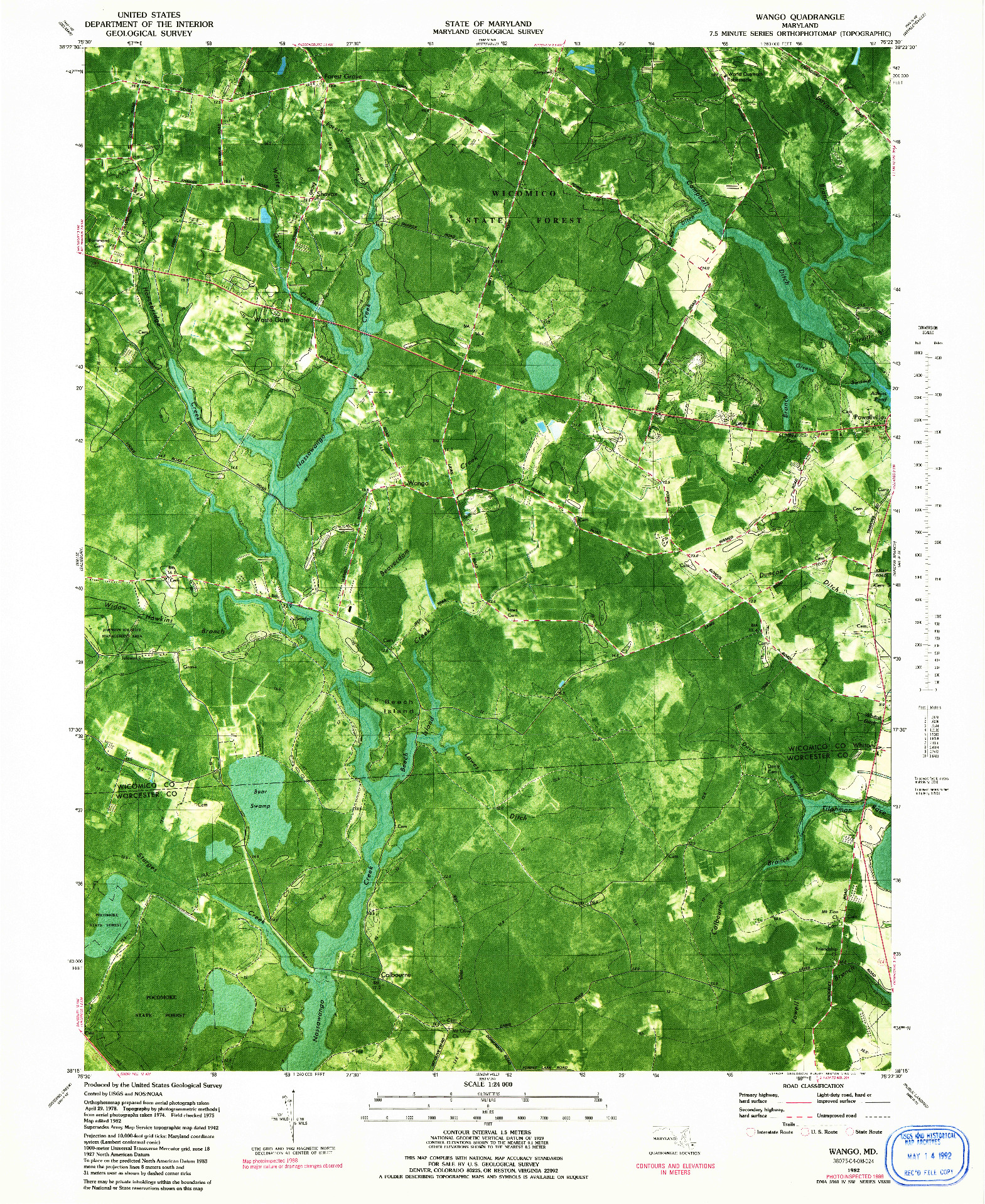 USGS 1:24000-SCALE QUADRANGLE FOR WANGO, MD 1982