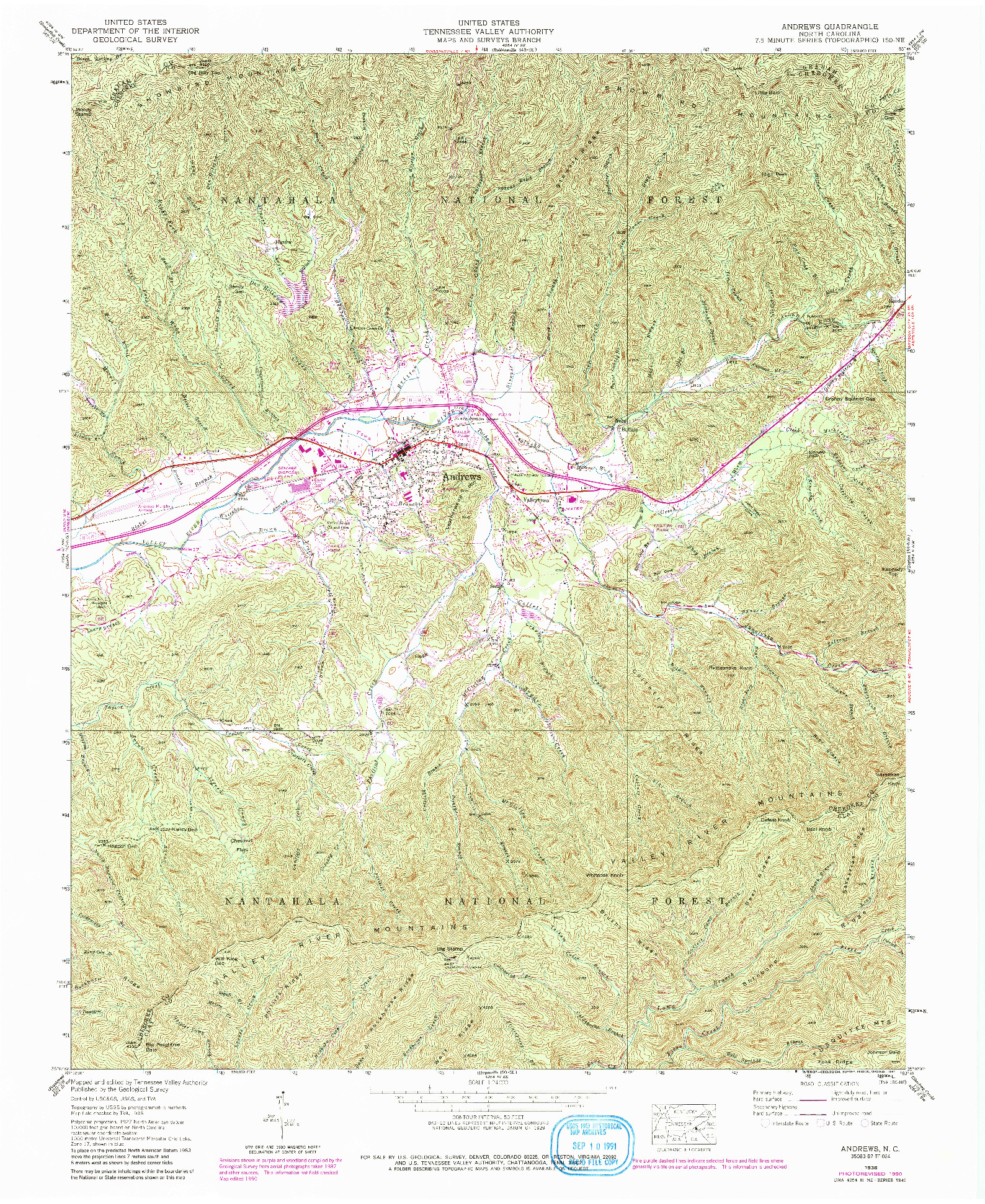 USGS 1:24000-SCALE QUADRANGLE FOR ANDREWS, NC 1938