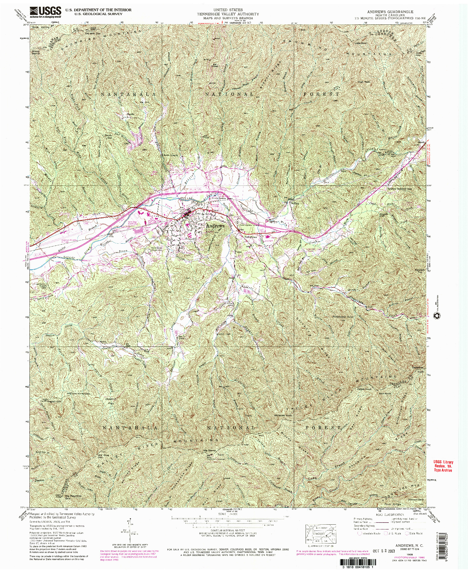 USGS 1:24000-SCALE QUADRANGLE FOR ANDREWS, NC 1938