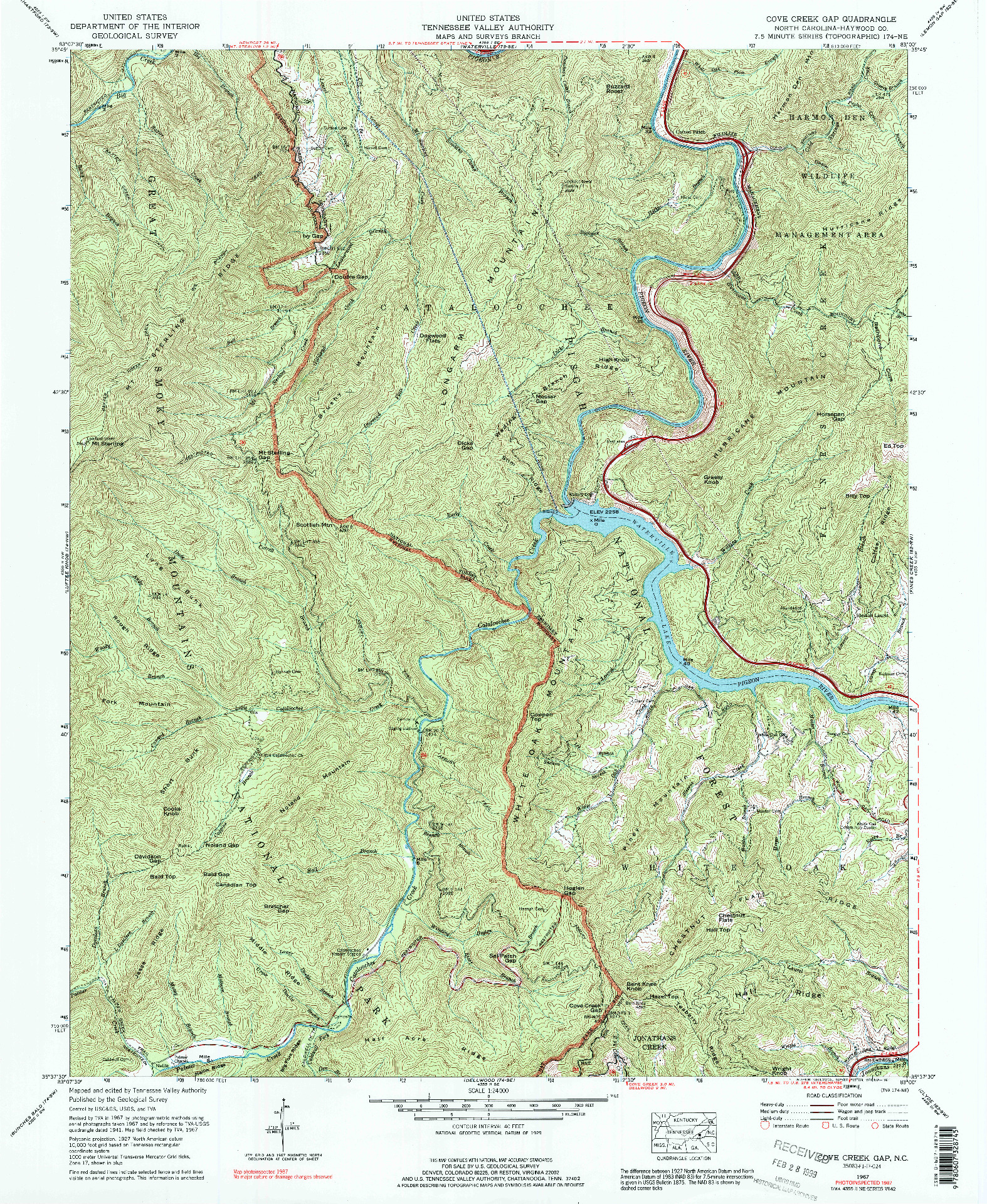 USGS 1:24000-SCALE QUADRANGLE FOR COVE CREEK GAP, NC 1967