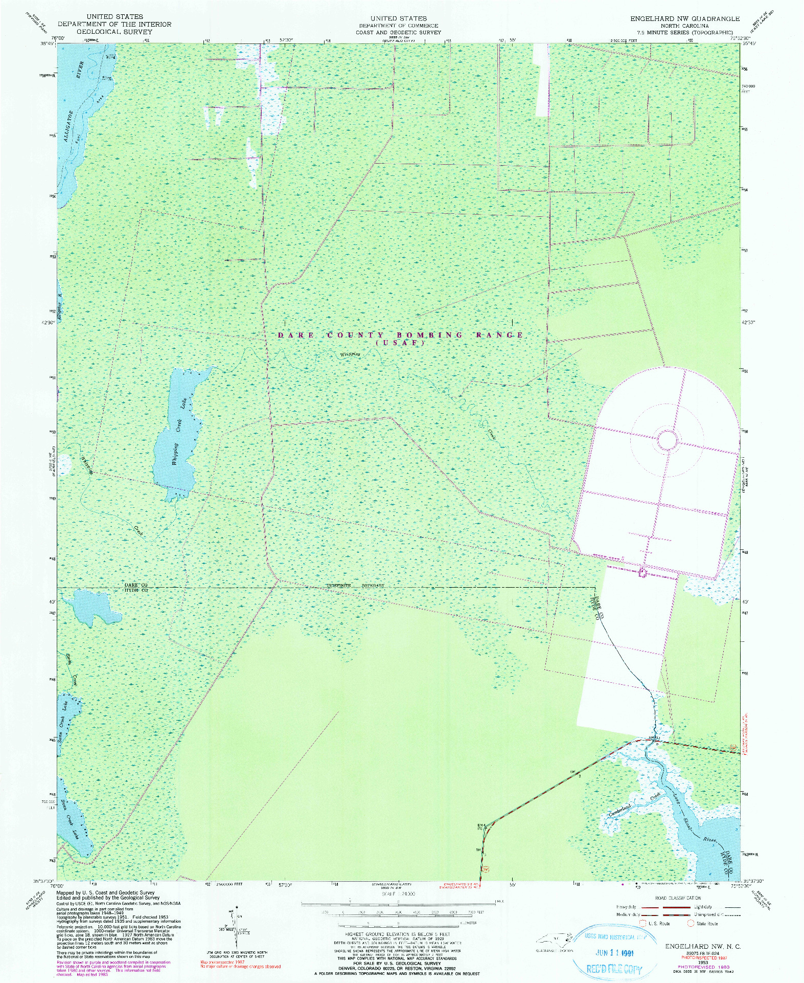 USGS 1:24000-SCALE QUADRANGLE FOR ENGELHARD NW, NC 1953