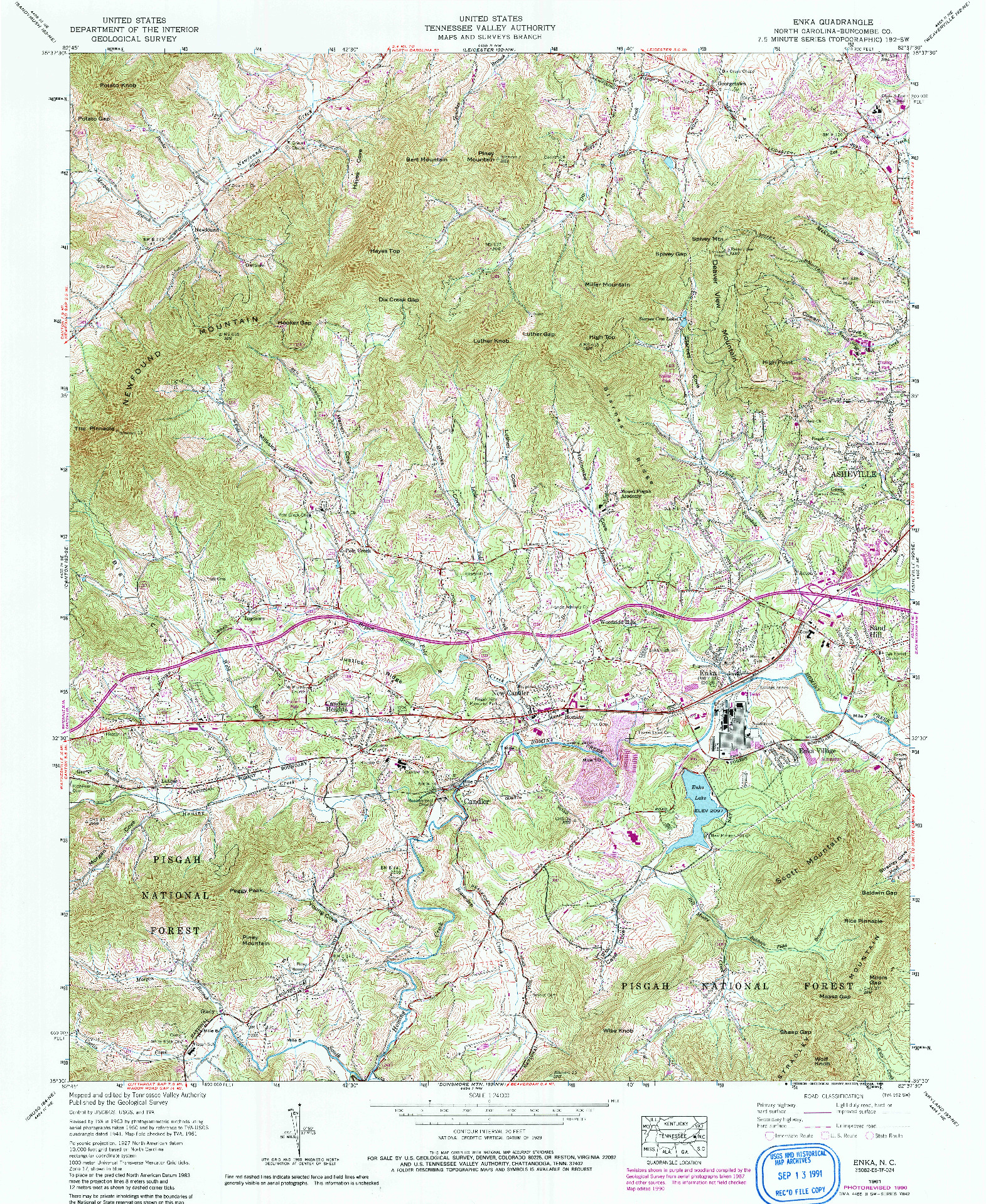 USGS 1:24000-SCALE QUADRANGLE FOR ENKA, NC 1961