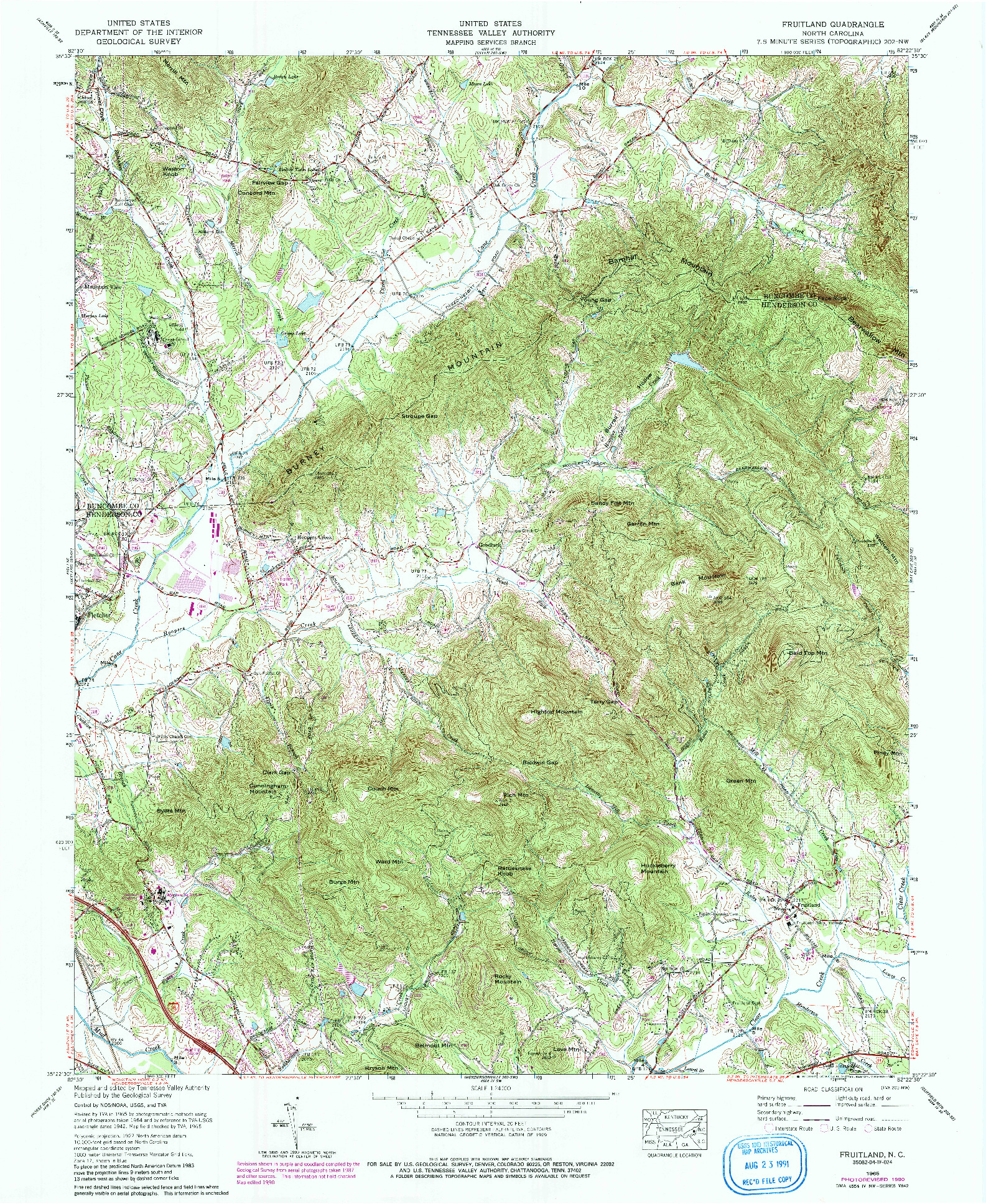 USGS 1:24000-SCALE QUADRANGLE FOR FRUITLAND, NC 1965