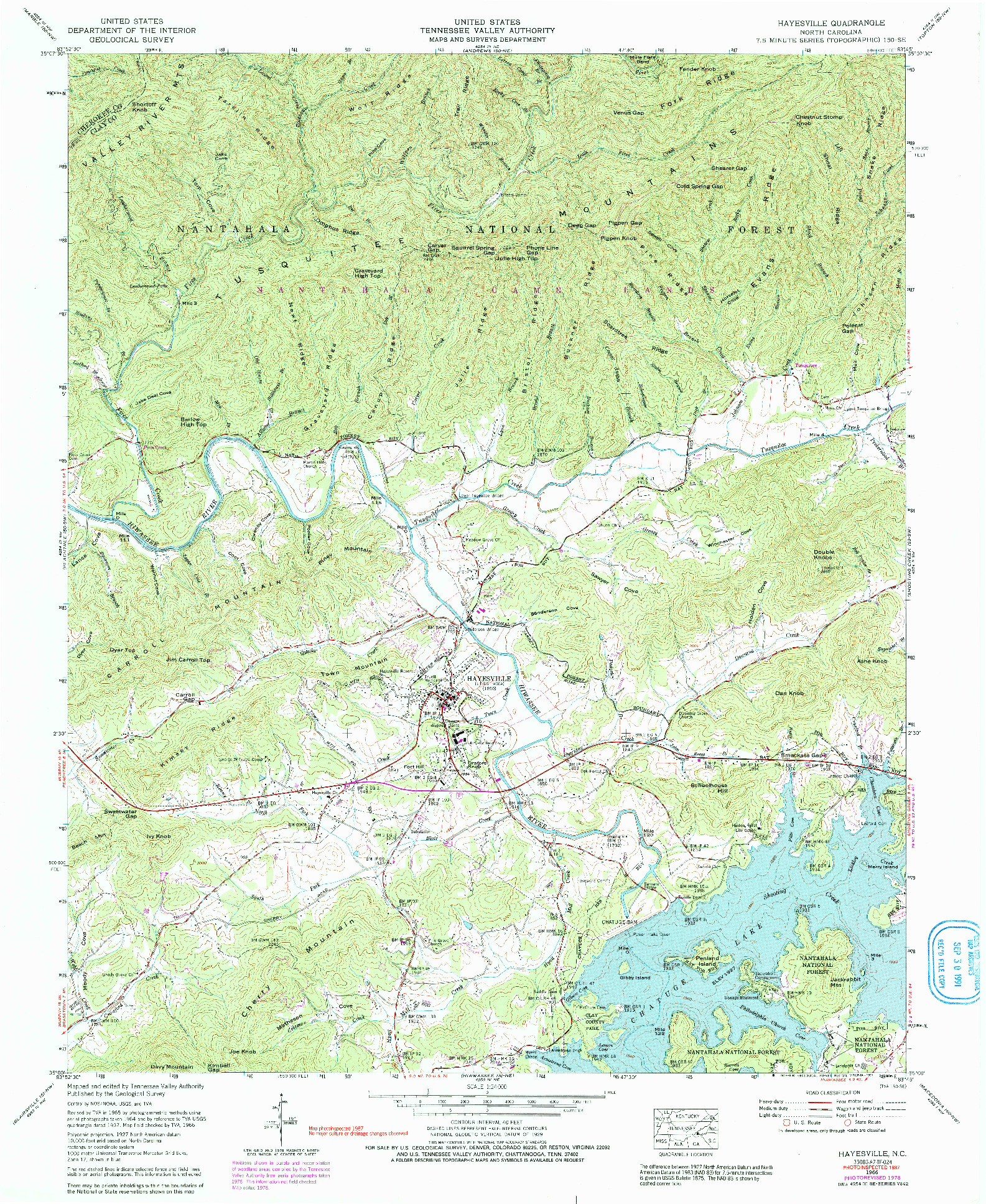 USGS 1:24000-SCALE QUADRANGLE FOR HAYESVILLE, NC 1966