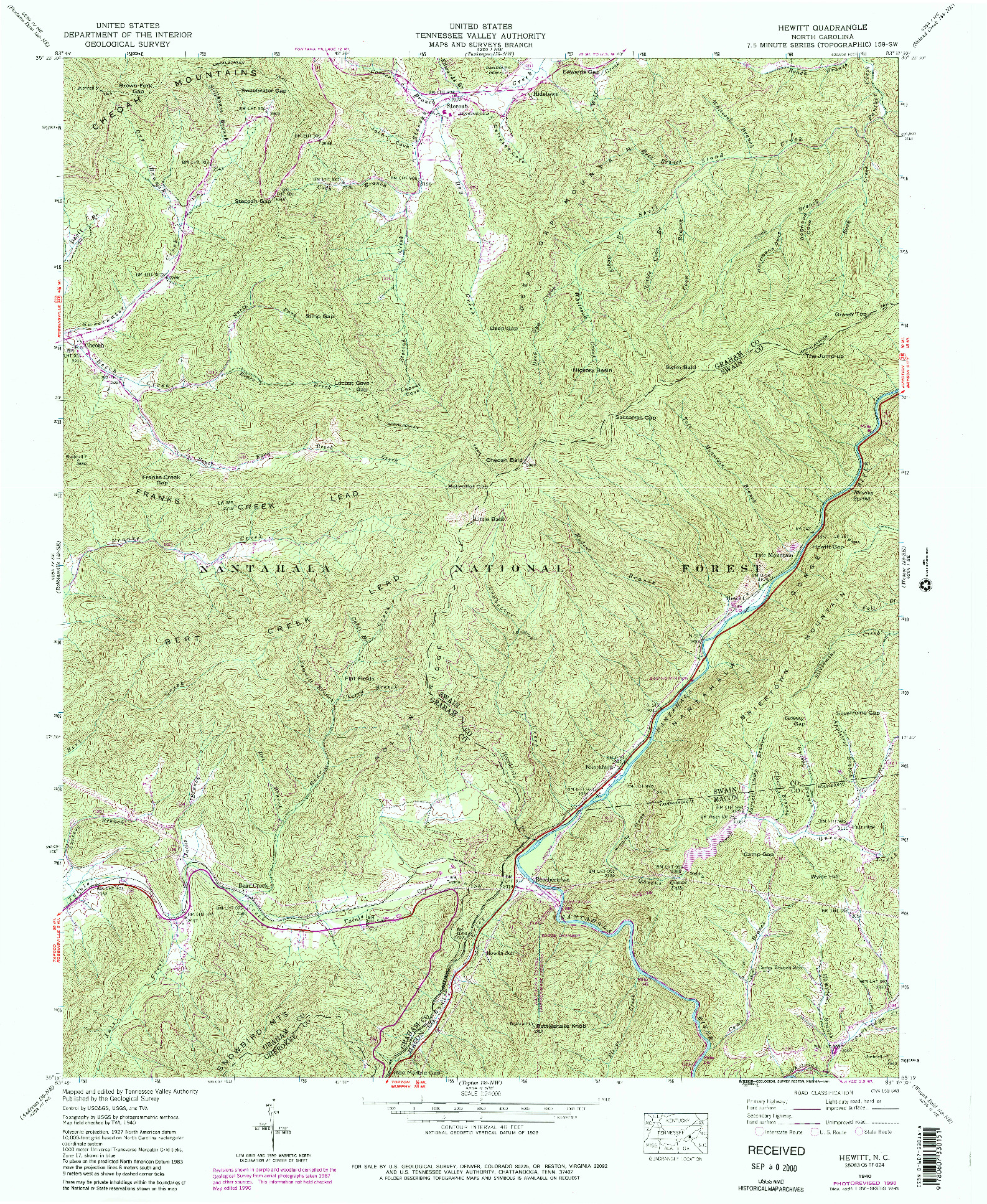 USGS 1:24000-SCALE QUADRANGLE FOR HEWITT, NC 1940