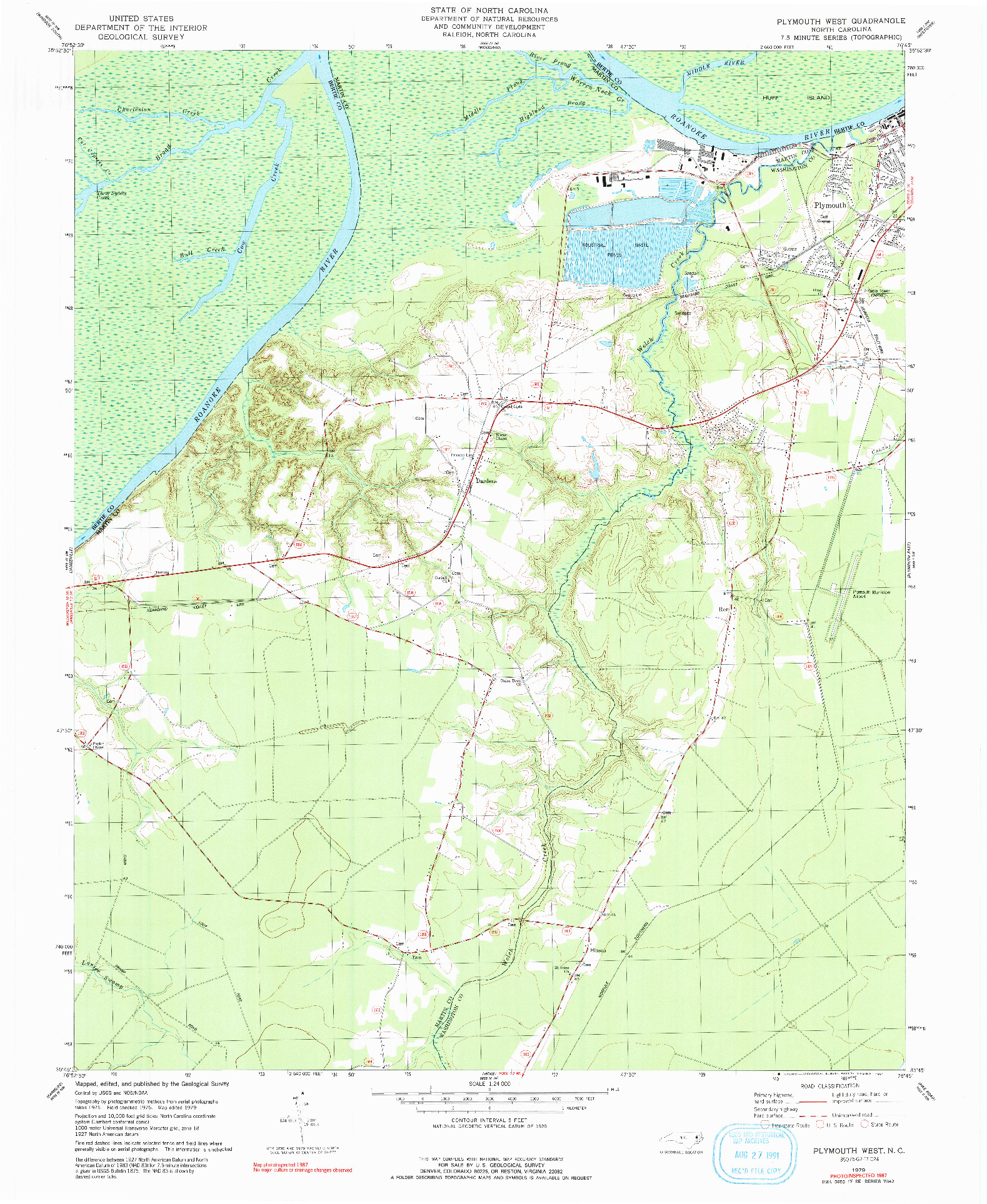 USGS 1:24000-SCALE QUADRANGLE FOR PLYMOUTH WEST, NC 1979