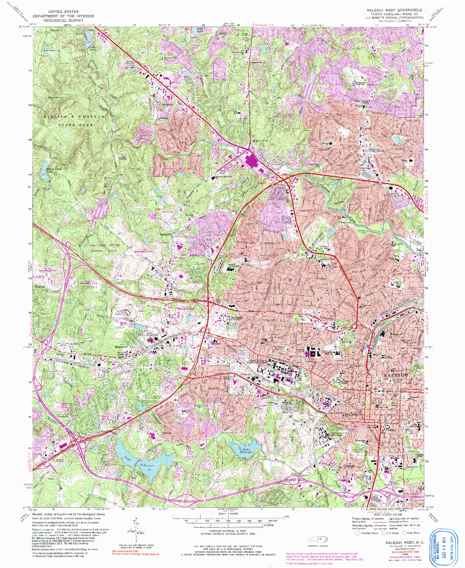 USGS 1:24000-SCALE QUADRANGLE FOR RALEIGH WEST, NC 1968