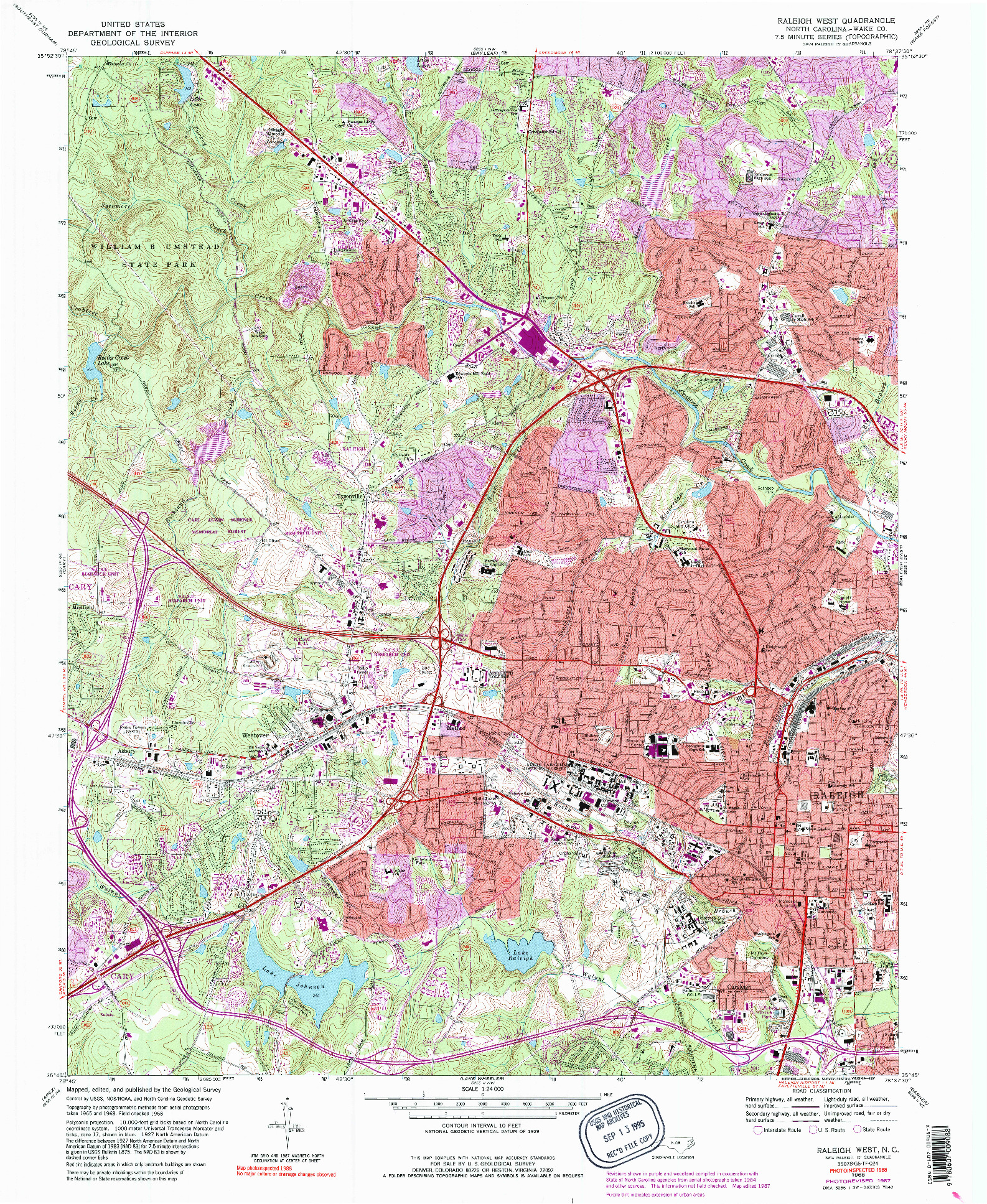 USGS 1:24000-SCALE QUADRANGLE FOR RALEIGH WEST, NC 1968