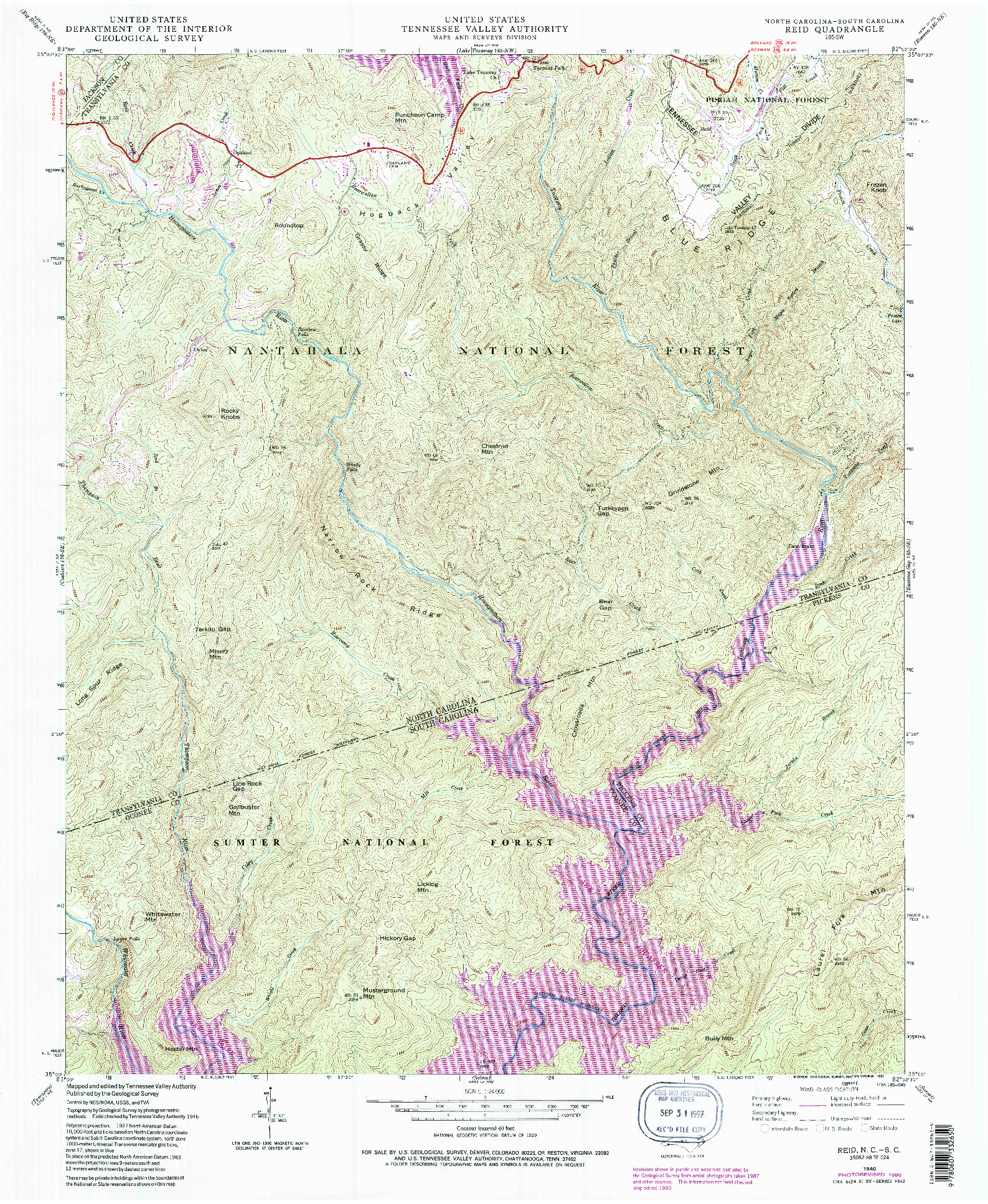 USGS 1:24000-SCALE QUADRANGLE FOR REID, NC 1946