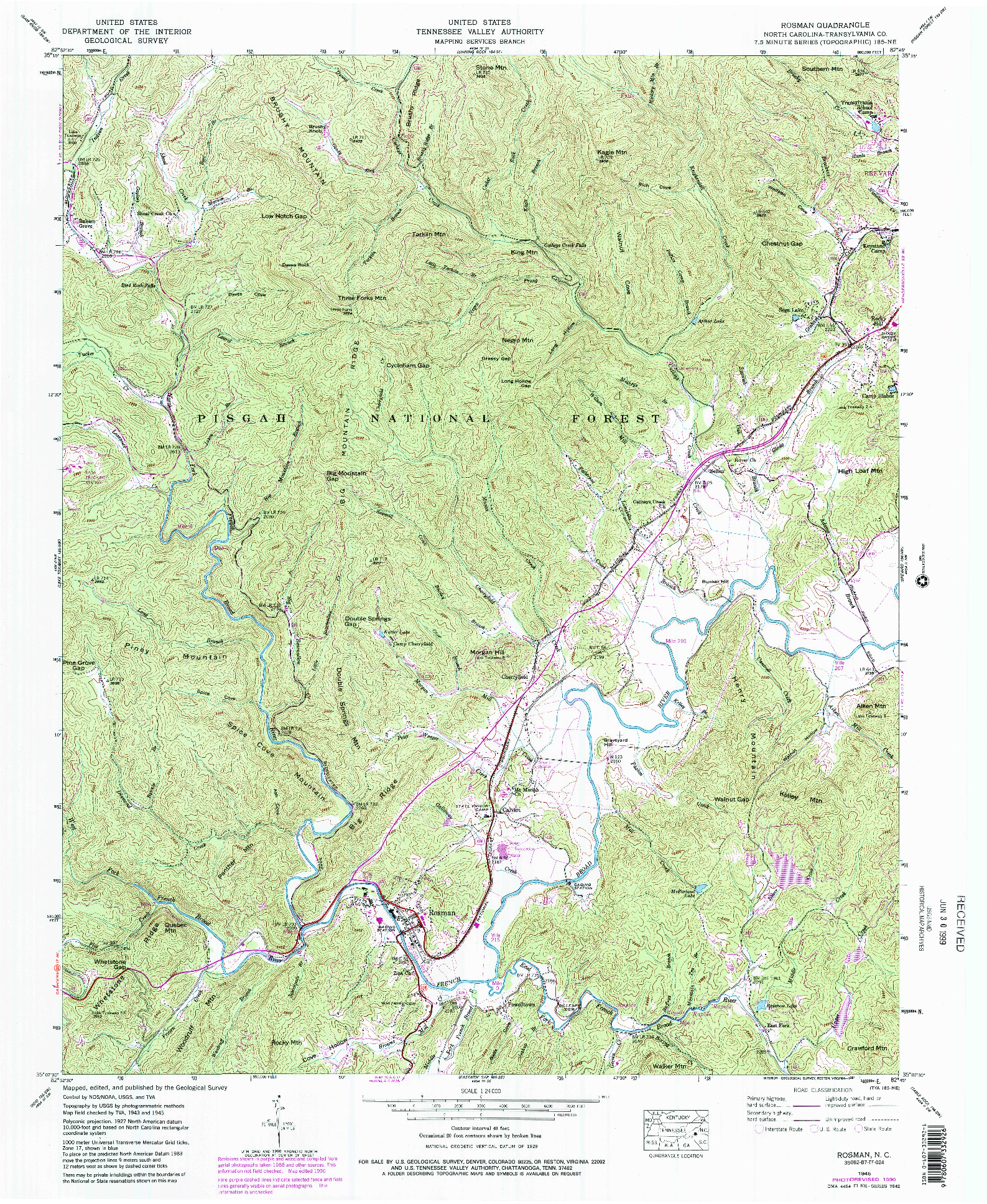 USGS 1:24000-SCALE QUADRANGLE FOR ROSMAN, NC 1945