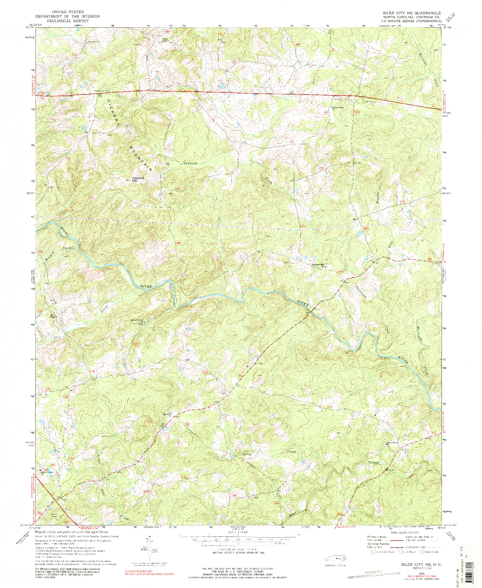 USGS 1:24000-SCALE QUADRANGLE FOR SILER CITY NE, NC 1970