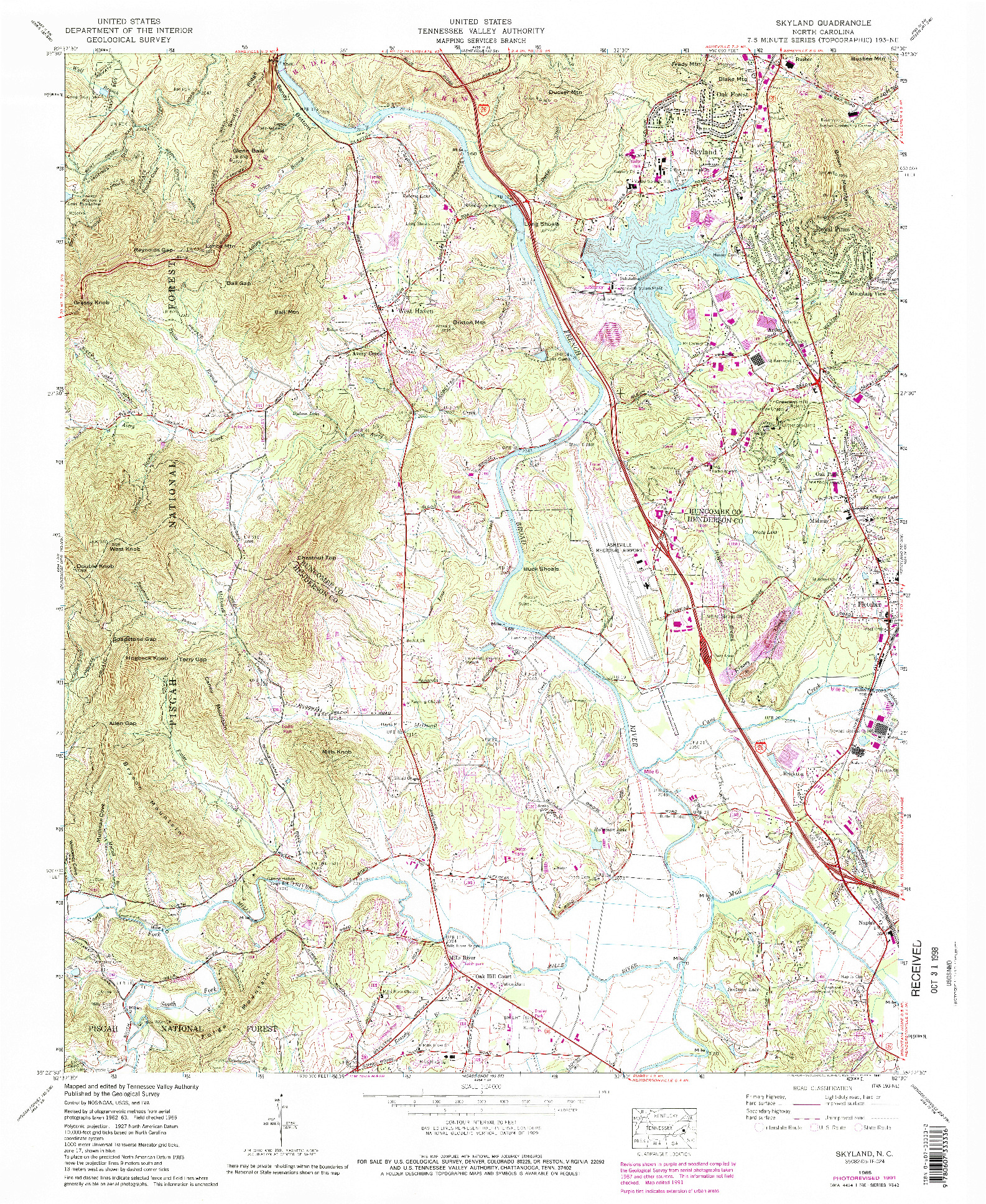 USGS 1:24000-SCALE QUADRANGLE FOR SKYLAND, NC 1965