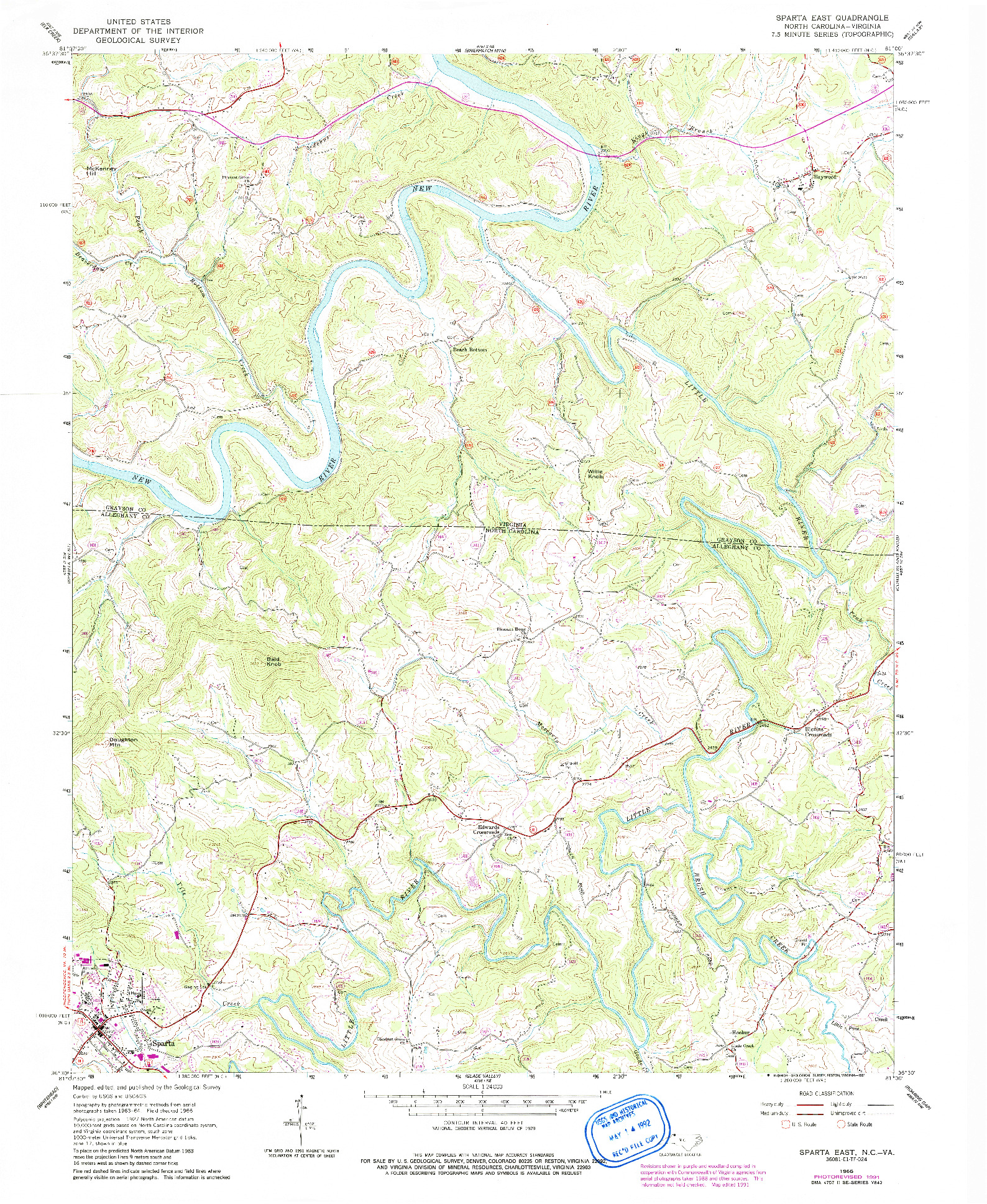 USGS 1:24000-SCALE QUADRANGLE FOR SPARTA EAST, NC 1966