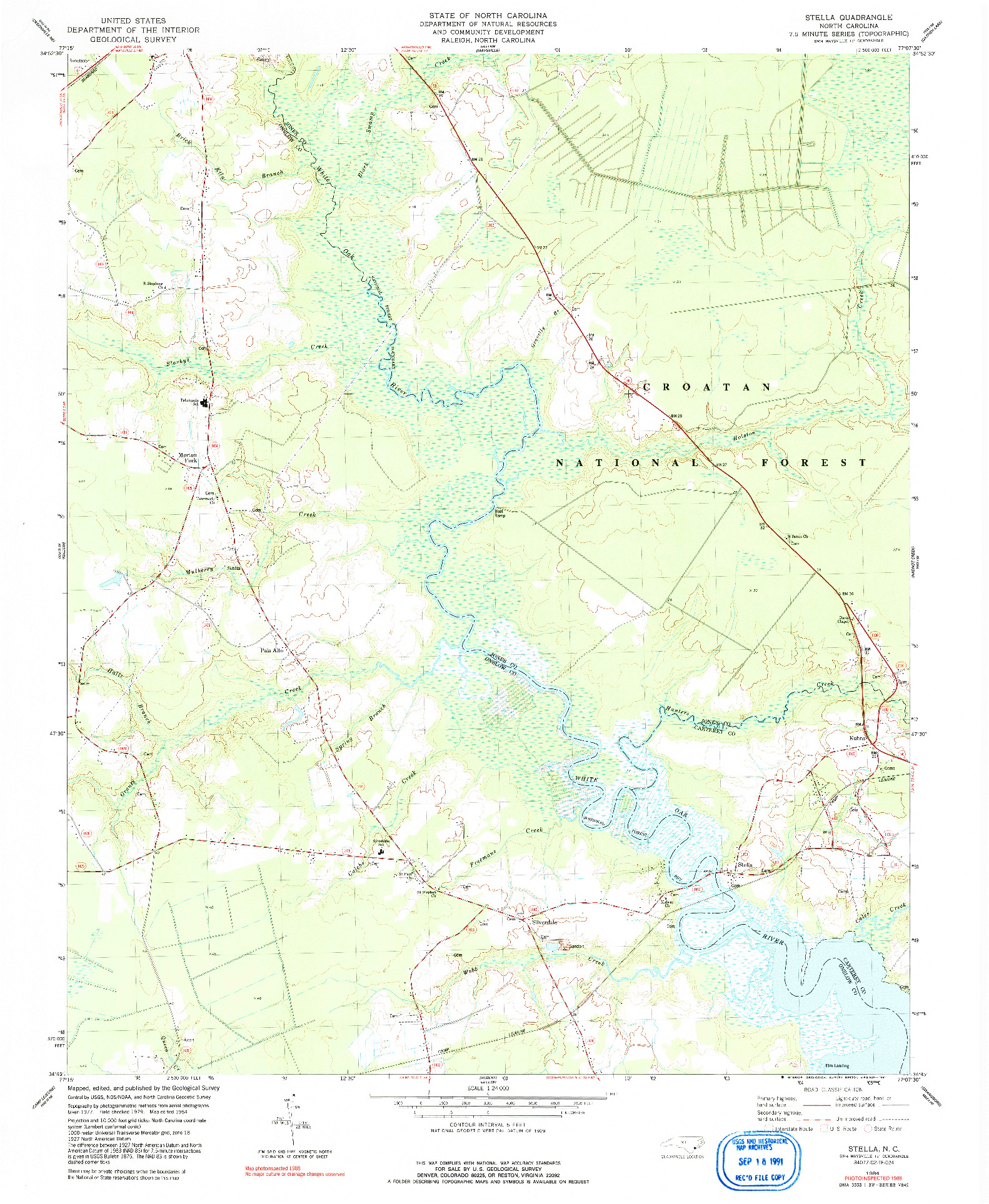 USGS 1:24000-SCALE QUADRANGLE FOR STELLA, NC 1984