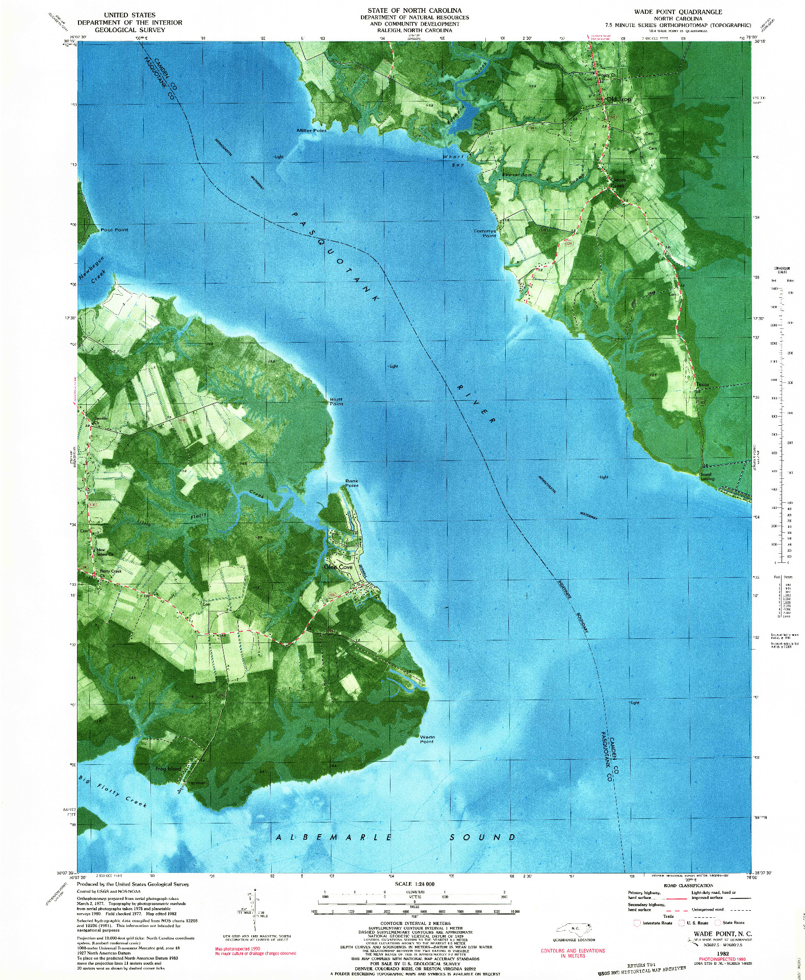 USGS 1:24000-SCALE QUADRANGLE FOR WADE POINT, NC 1982