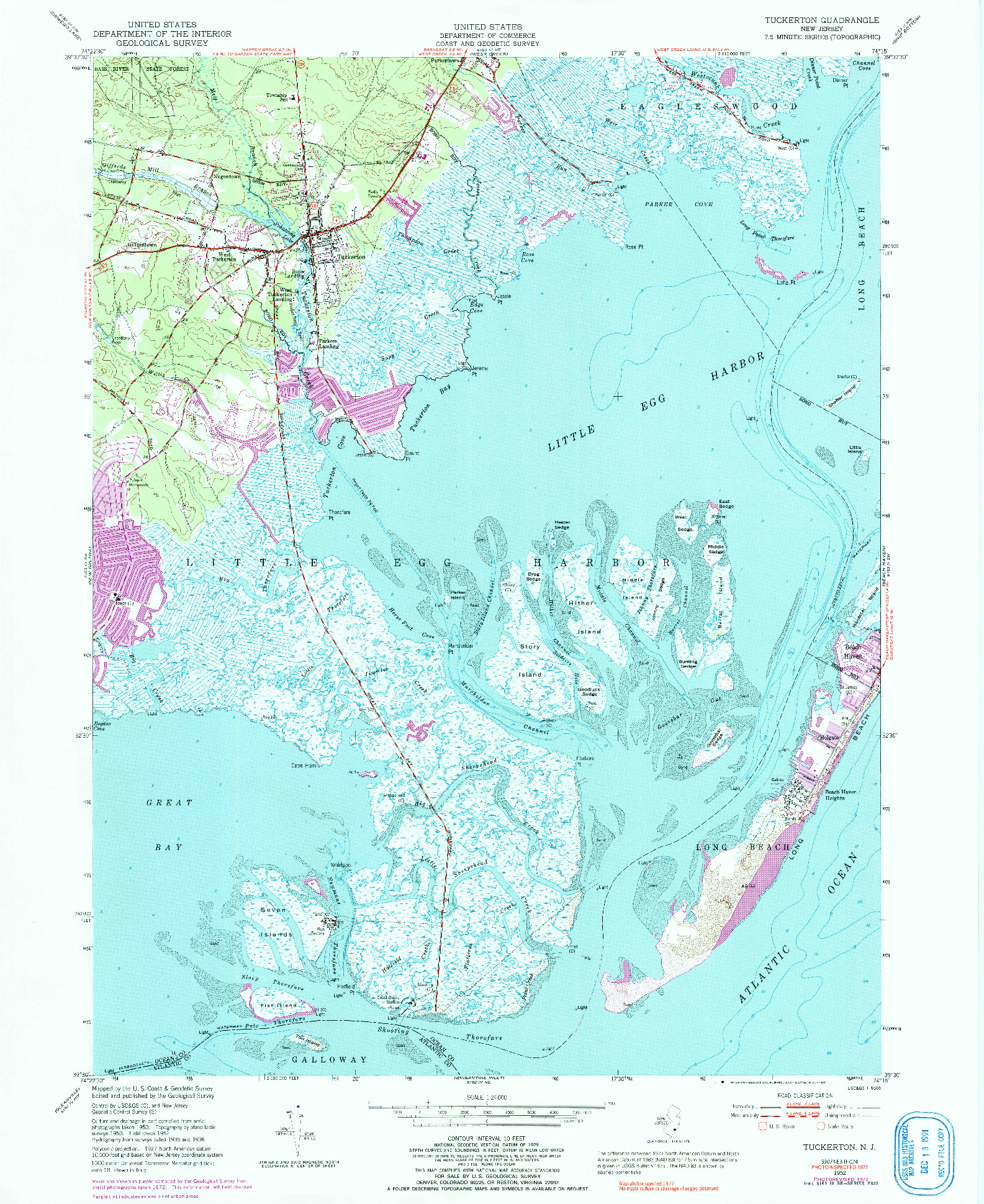 USGS 1:24000-SCALE QUADRANGLE FOR TUCKERTON, NJ 1952