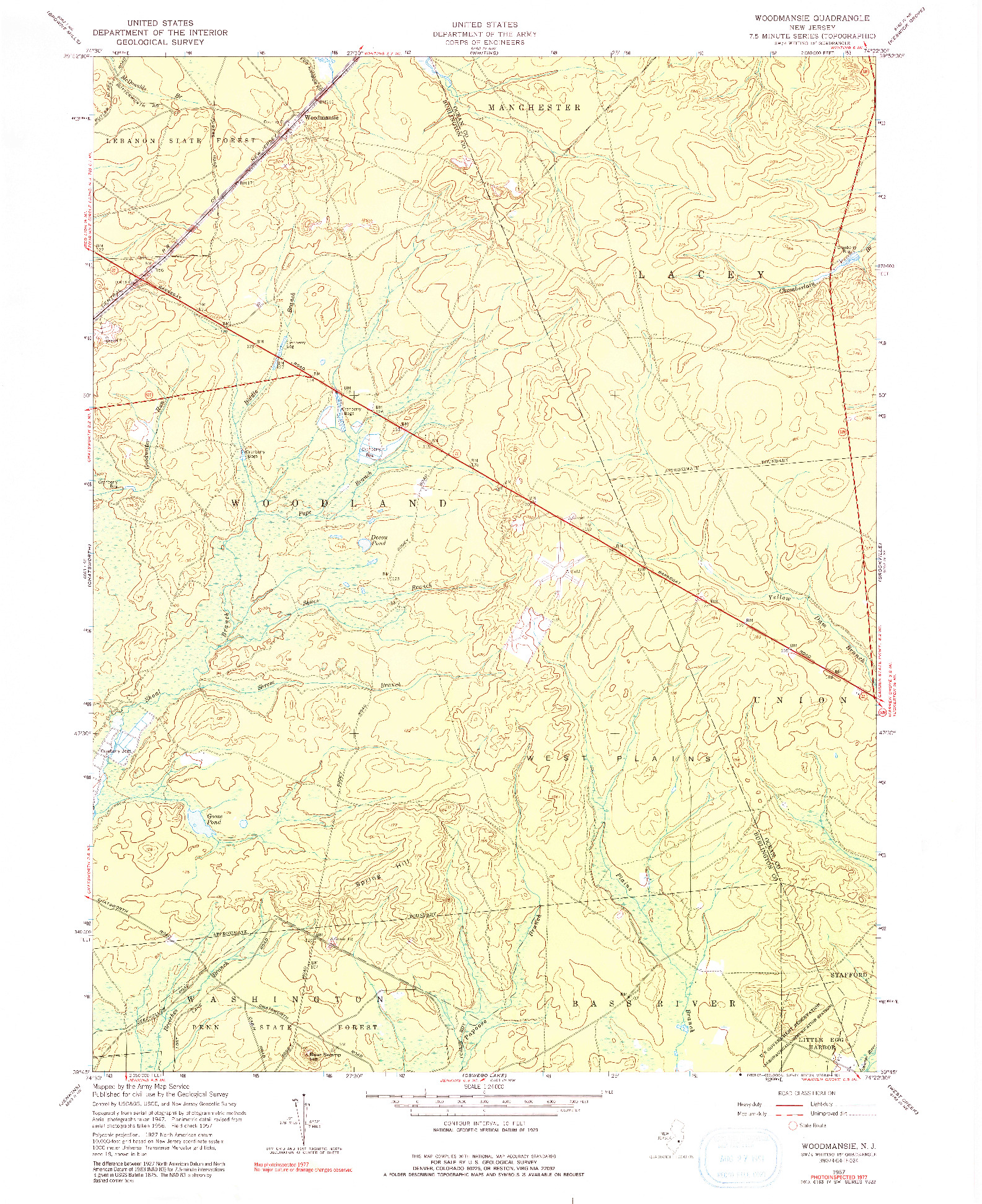 USGS 1:24000-SCALE QUADRANGLE FOR WOODMANSIE, NJ 1957