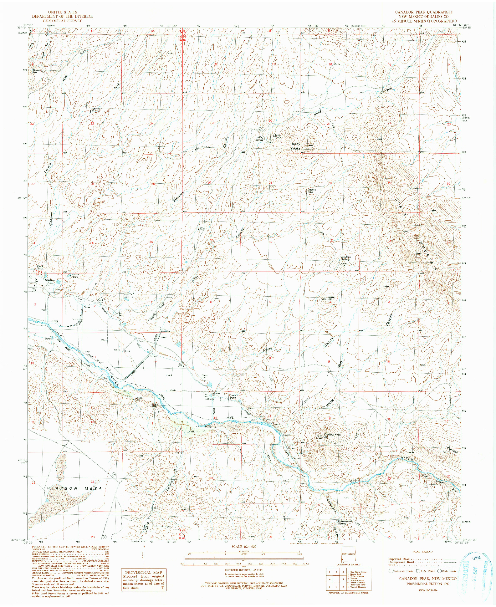 USGS 1:24000-SCALE QUADRANGLE FOR CANADOR PEAK, NM 1990