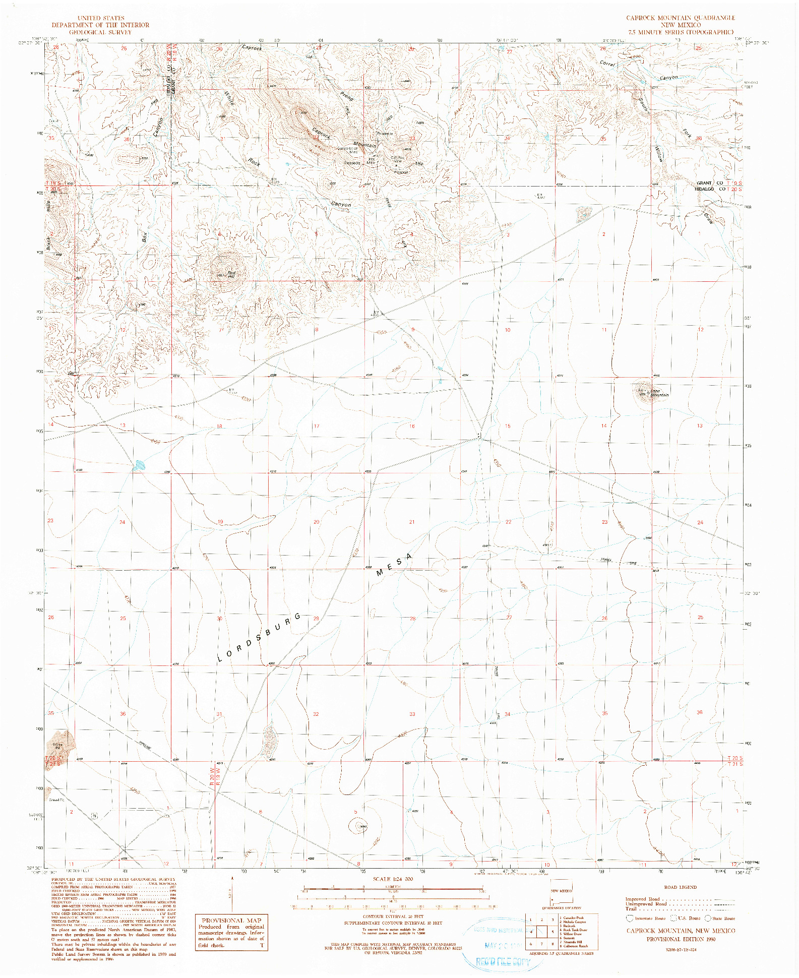 USGS 1:24000-SCALE QUADRANGLE FOR CAPROCK MOUNTAIN, NM 1990