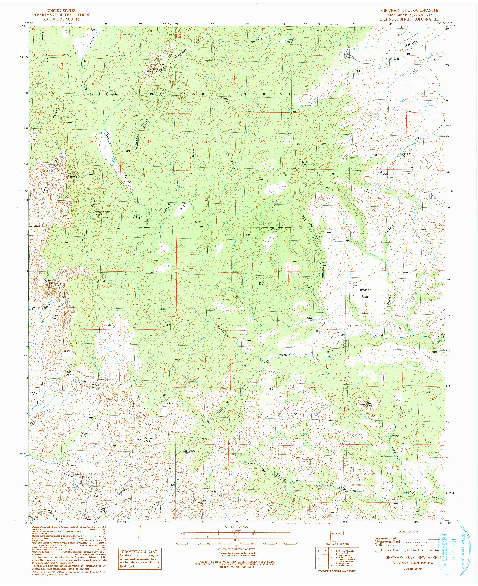 USGS 1:24000-SCALE QUADRANGLE FOR CROOKSON PEAK, NM 1990