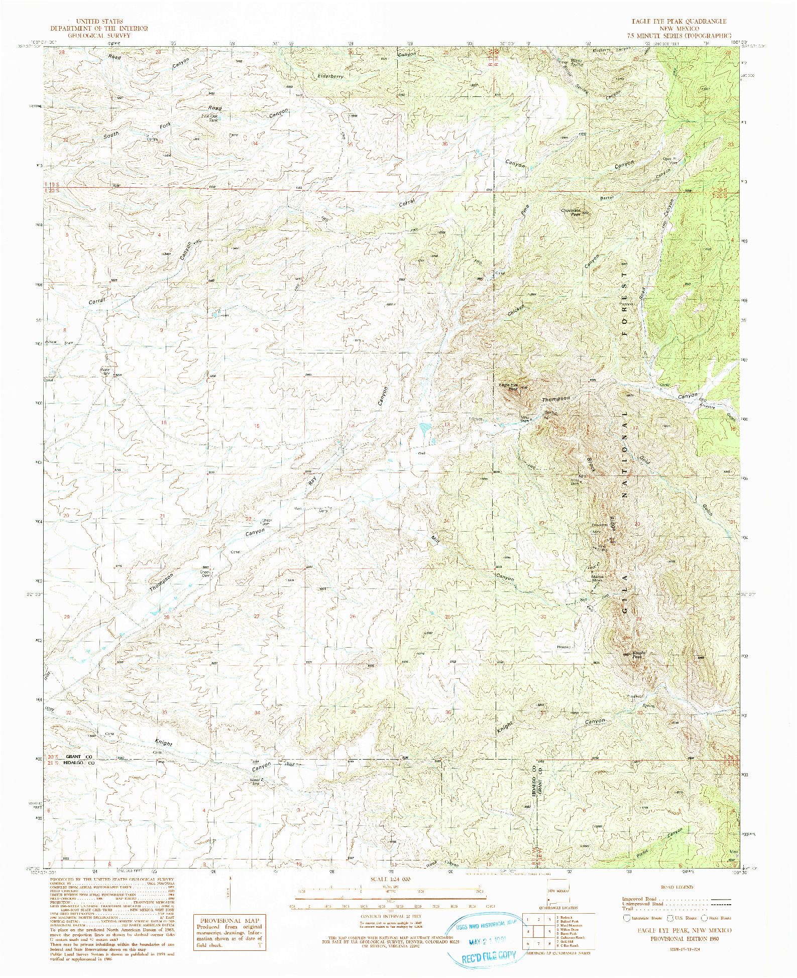 USGS 1:24000-SCALE QUADRANGLE FOR EAGLE EYE PEAK, NM 1990