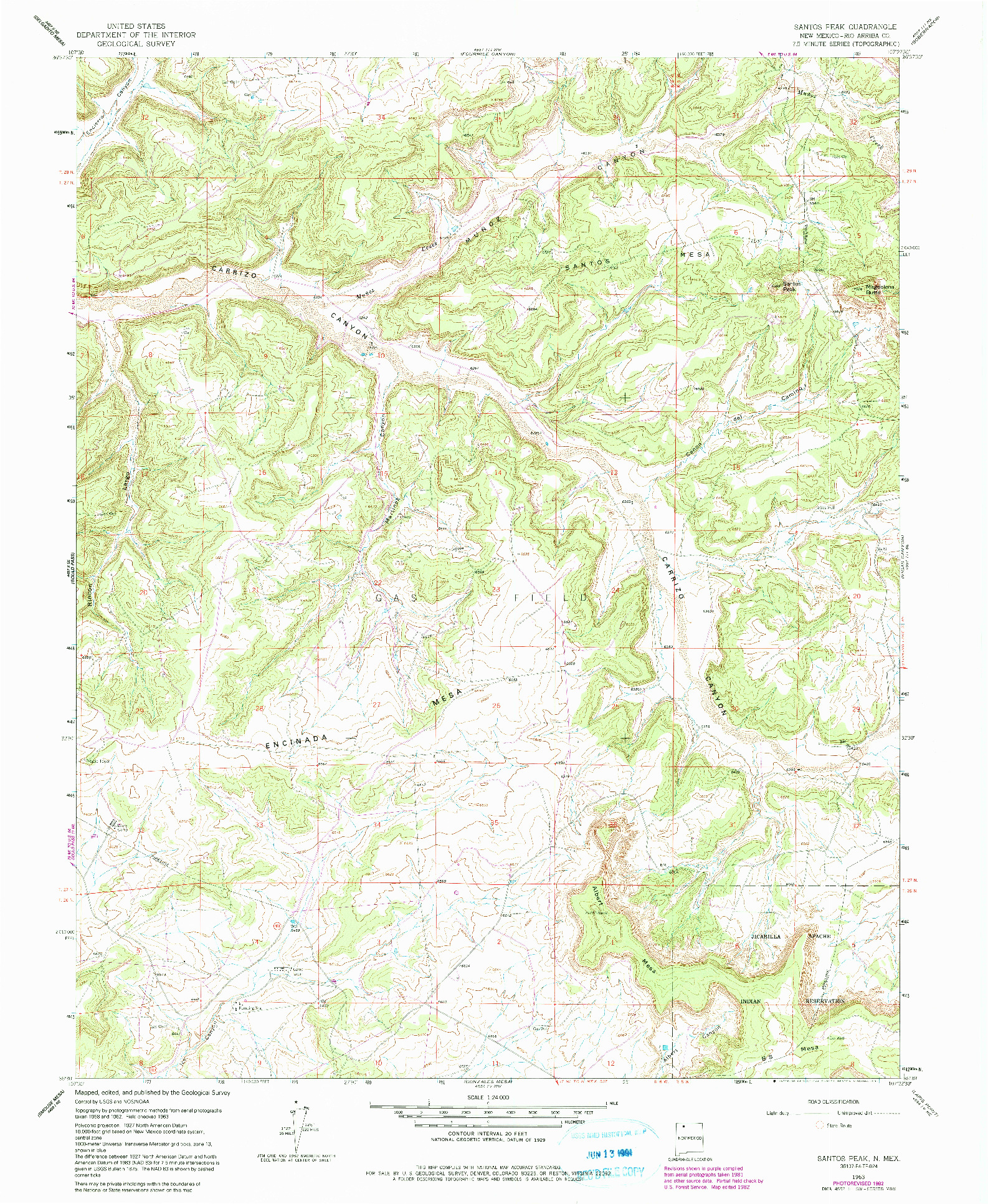 USGS 1:24000-SCALE QUADRANGLE FOR SANTOS PEAK, NM 1963