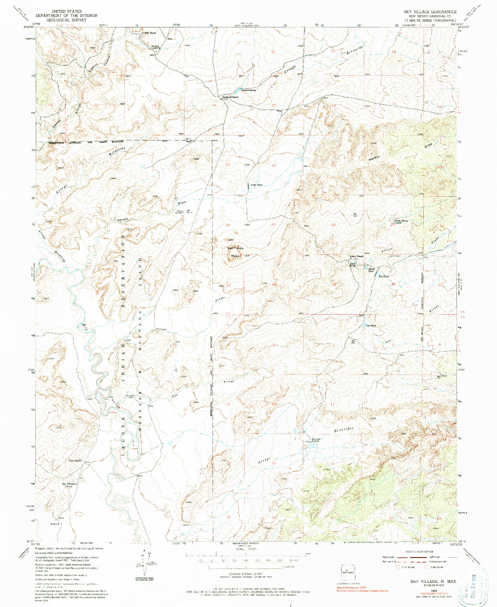 USGS 1:24000-SCALE QUADRANGLE FOR SKY VILLAGE, NM 1954