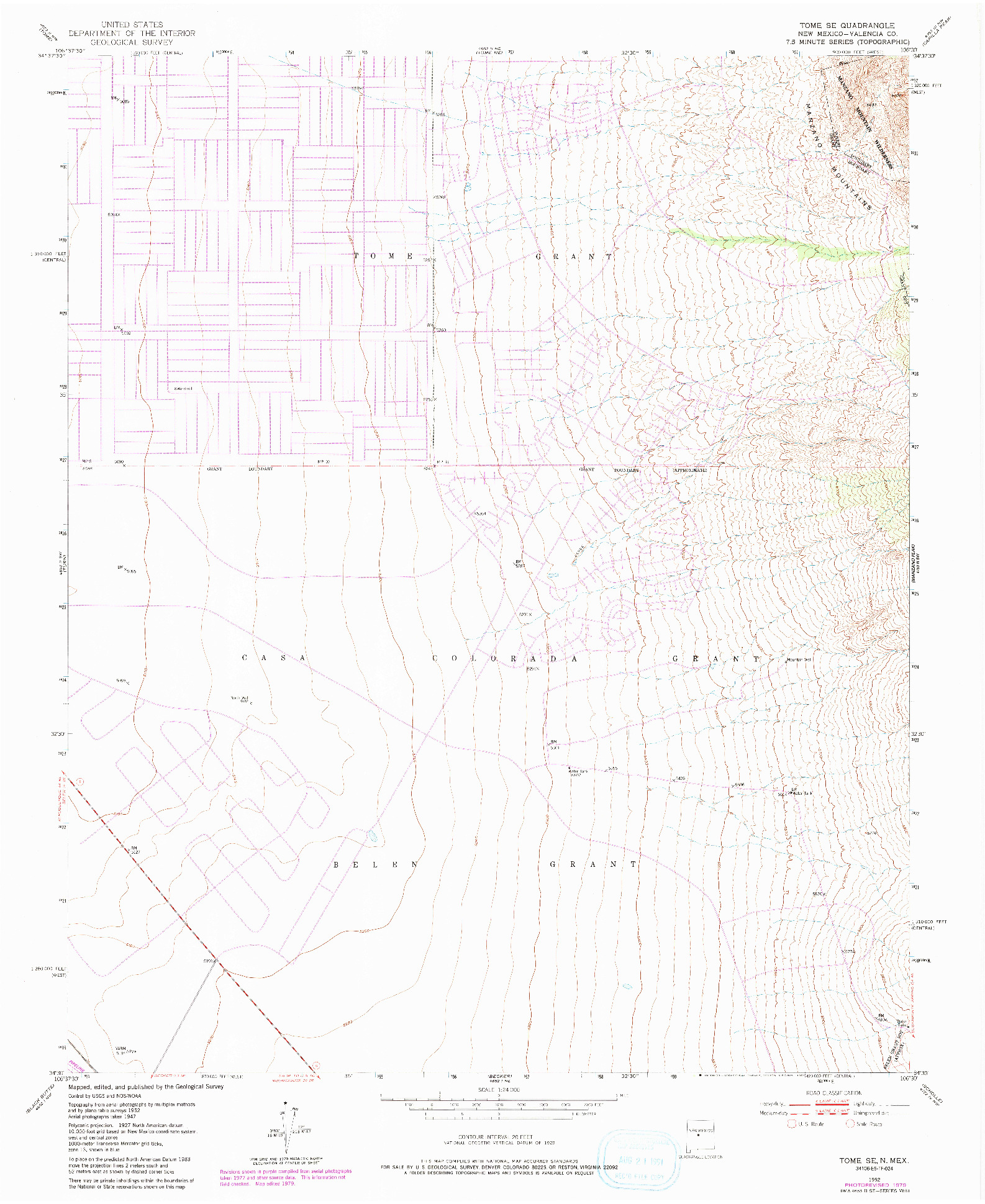 USGS 1:24000-SCALE QUADRANGLE FOR TOME SE, NM 1952