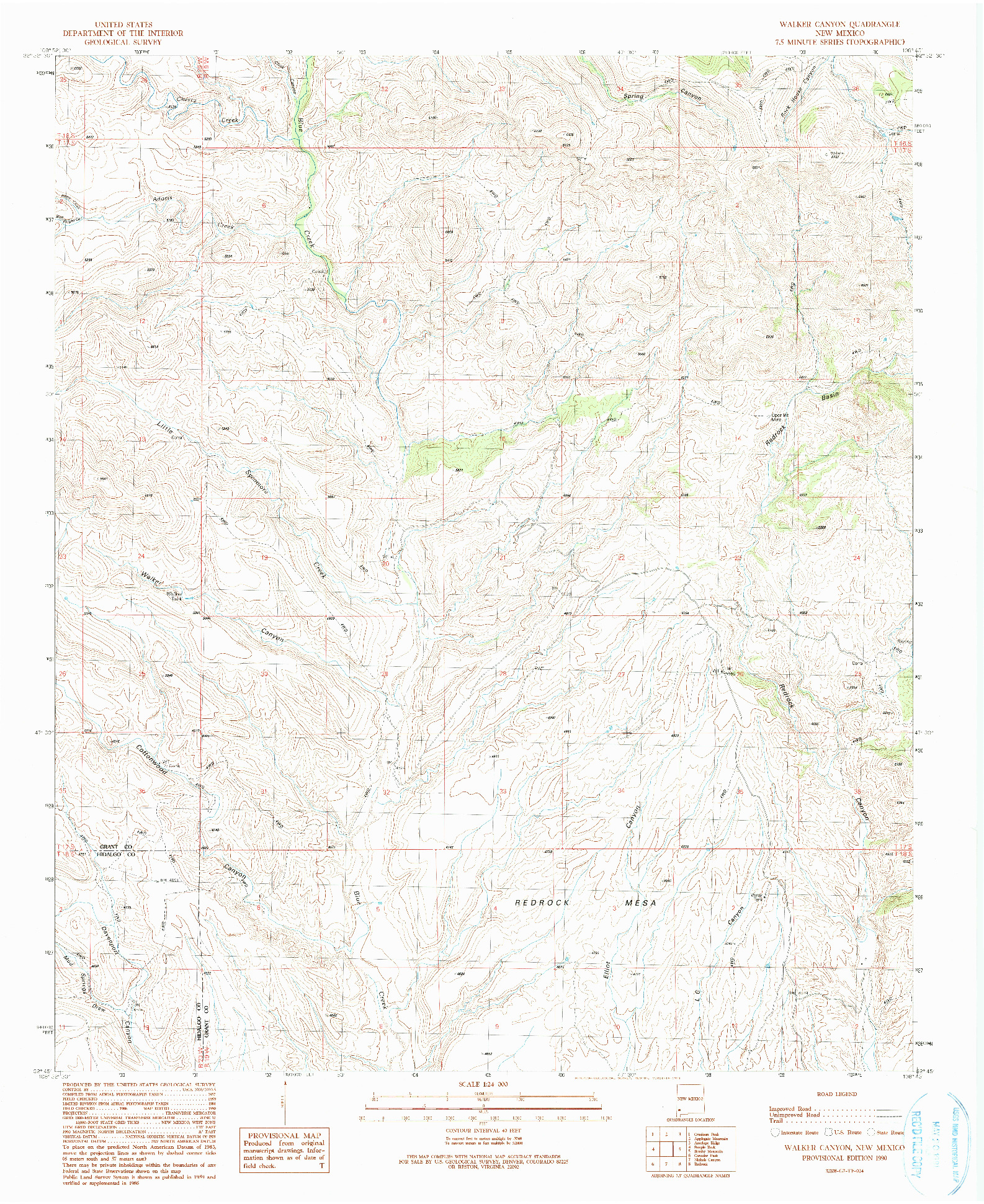 USGS 1:24000-SCALE QUADRANGLE FOR WALKER CANYON, NM 1990
