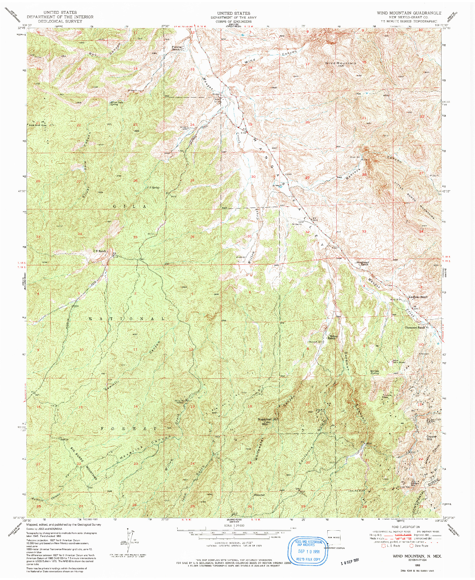 USGS 1:24000-SCALE QUADRANGLE FOR WIND MOUNTAIN, NM 1950