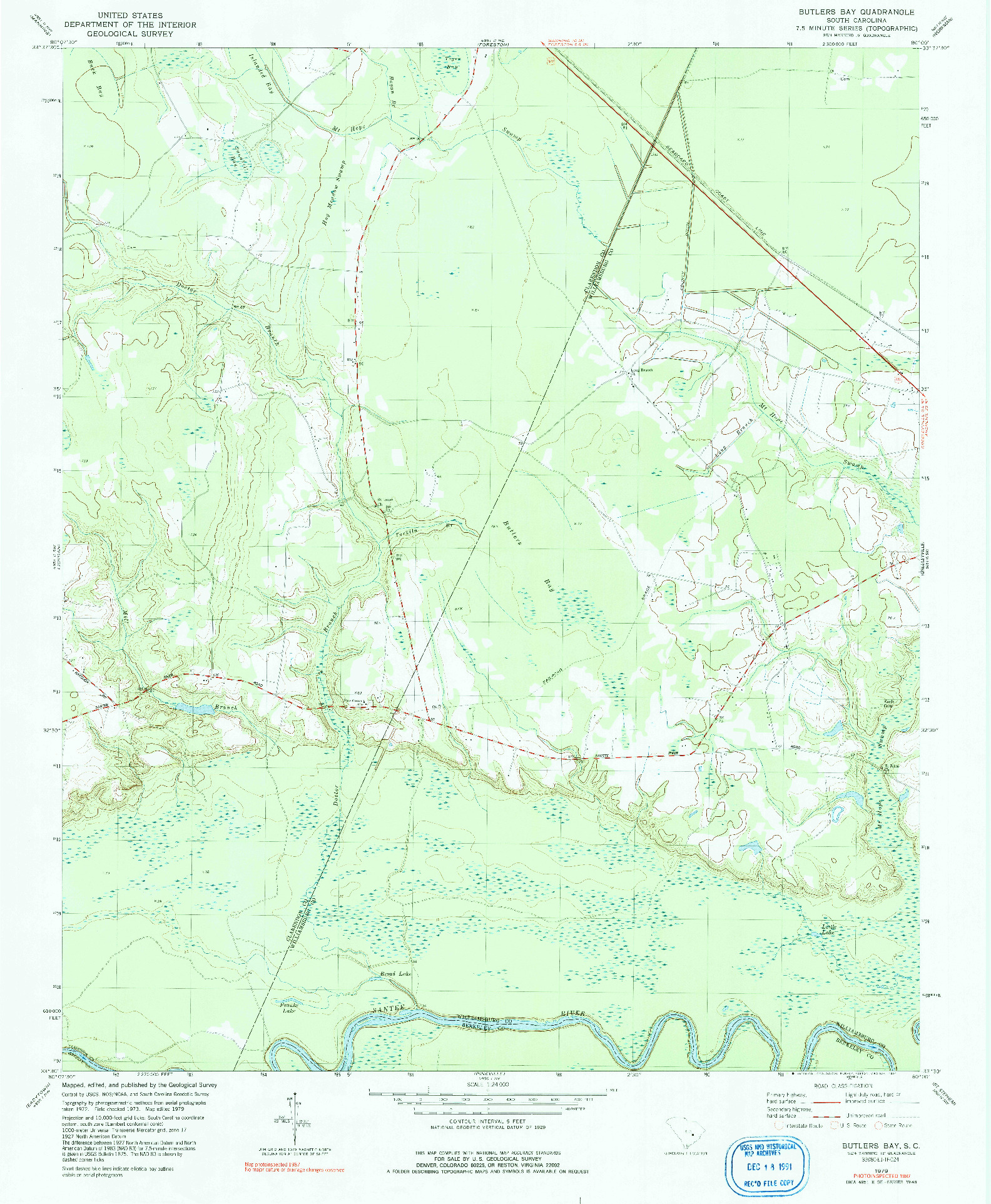 USGS 1:24000-SCALE QUADRANGLE FOR BUTLERS BAY, SC 1979