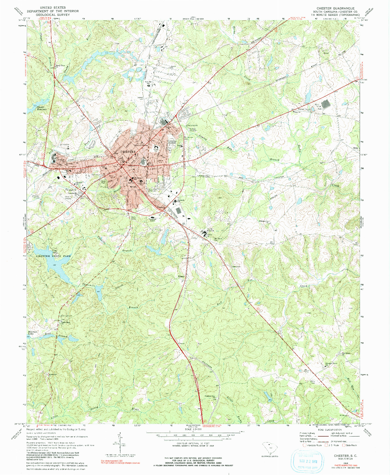 USGS 1:24000-SCALE QUADRANGLE FOR CHESTER, SC 1969