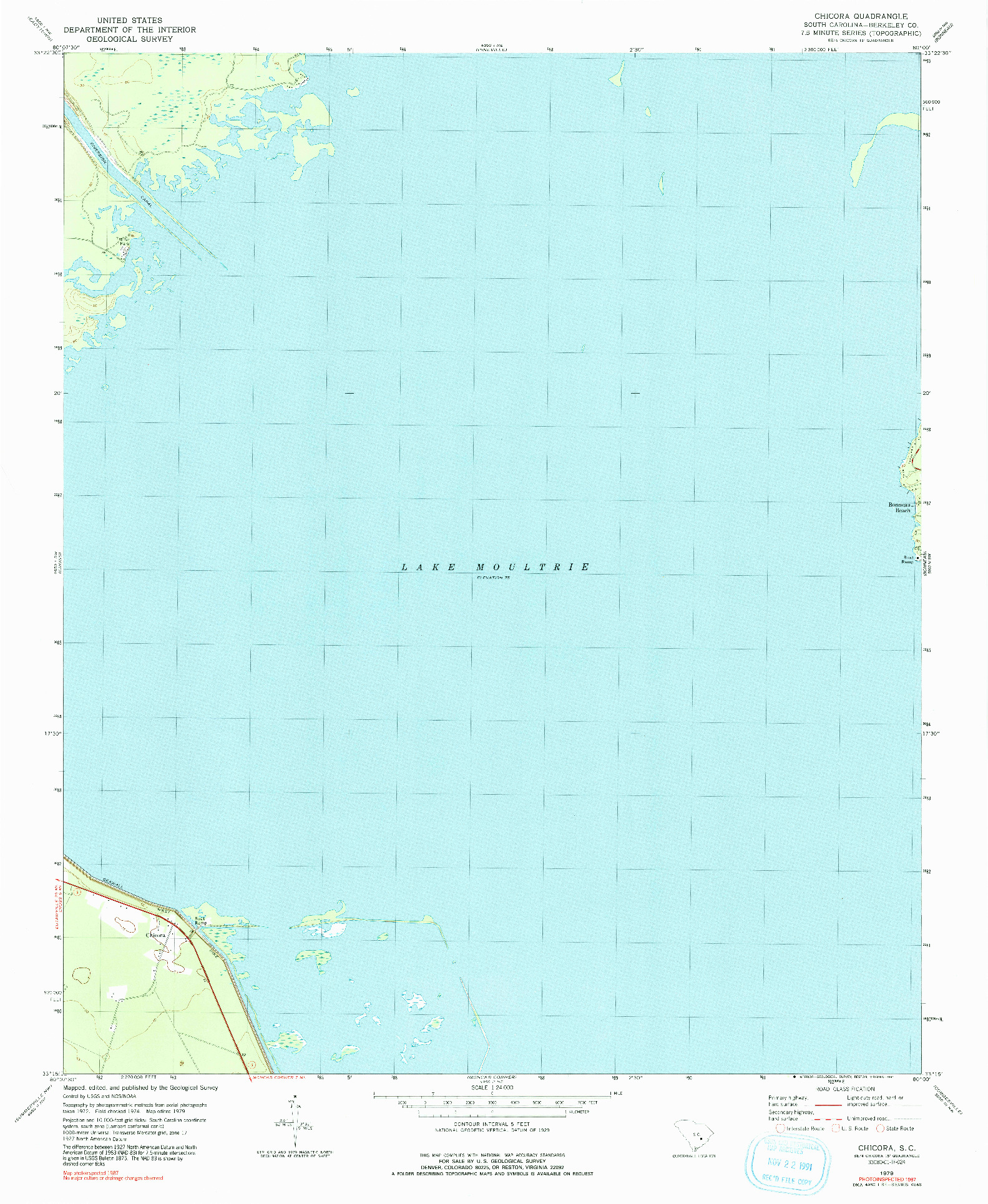 USGS 1:24000-SCALE QUADRANGLE FOR CHICORA, SC 1979