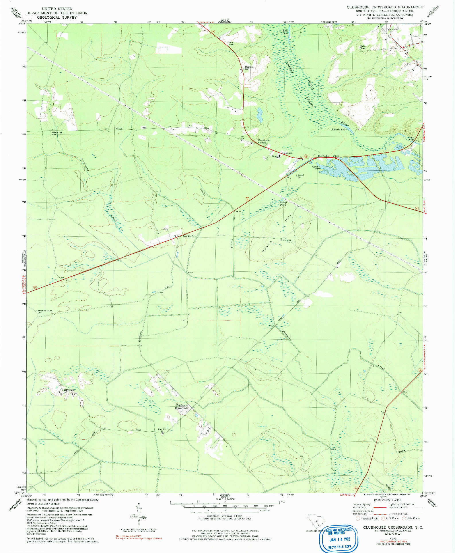 USGS 1:24000-SCALE QUADRANGLE FOR CLUBHOUSE CROSSROADS, SC 1979