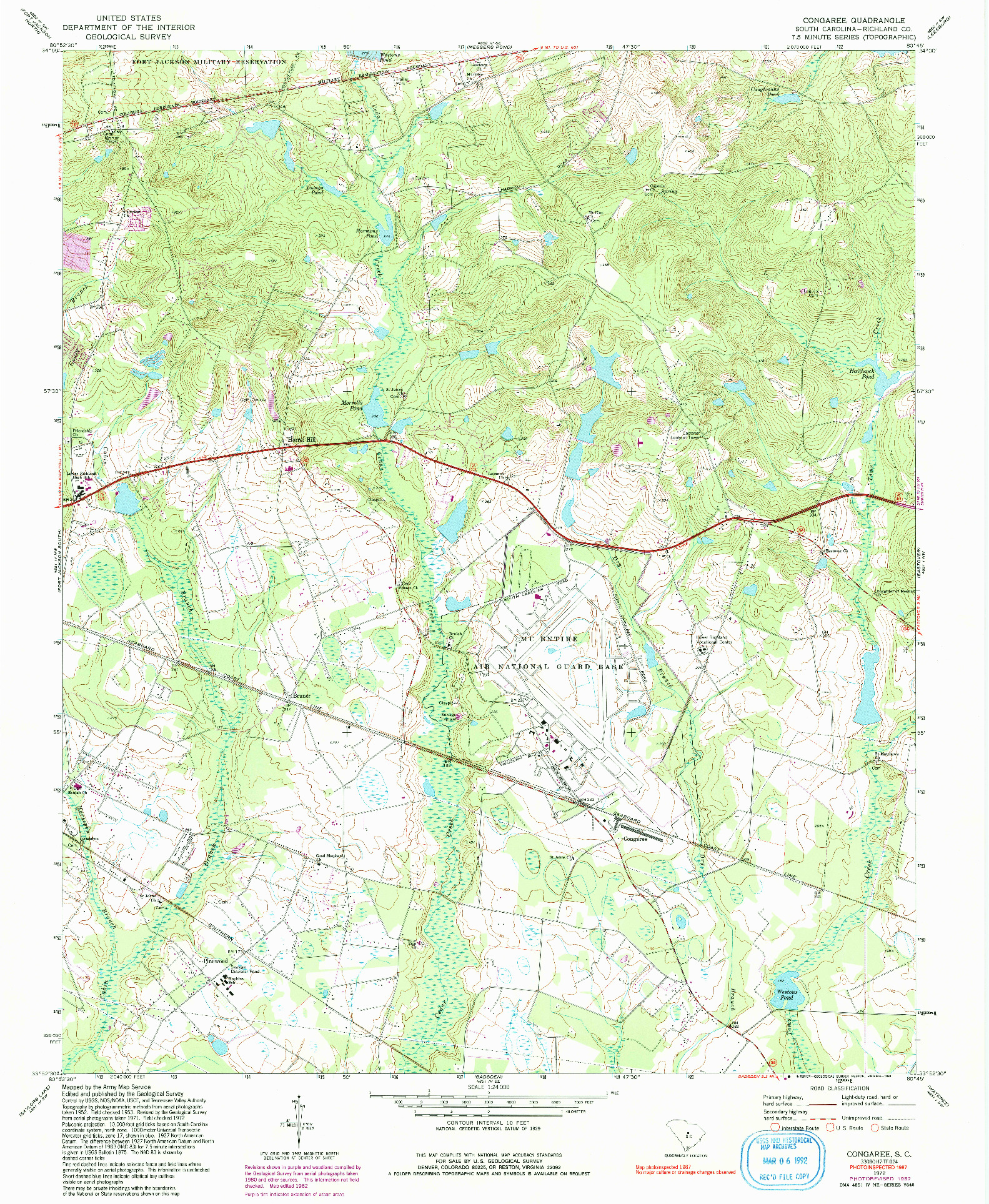 USGS 1:24000-SCALE QUADRANGLE FOR CONGAREE, SC 1972